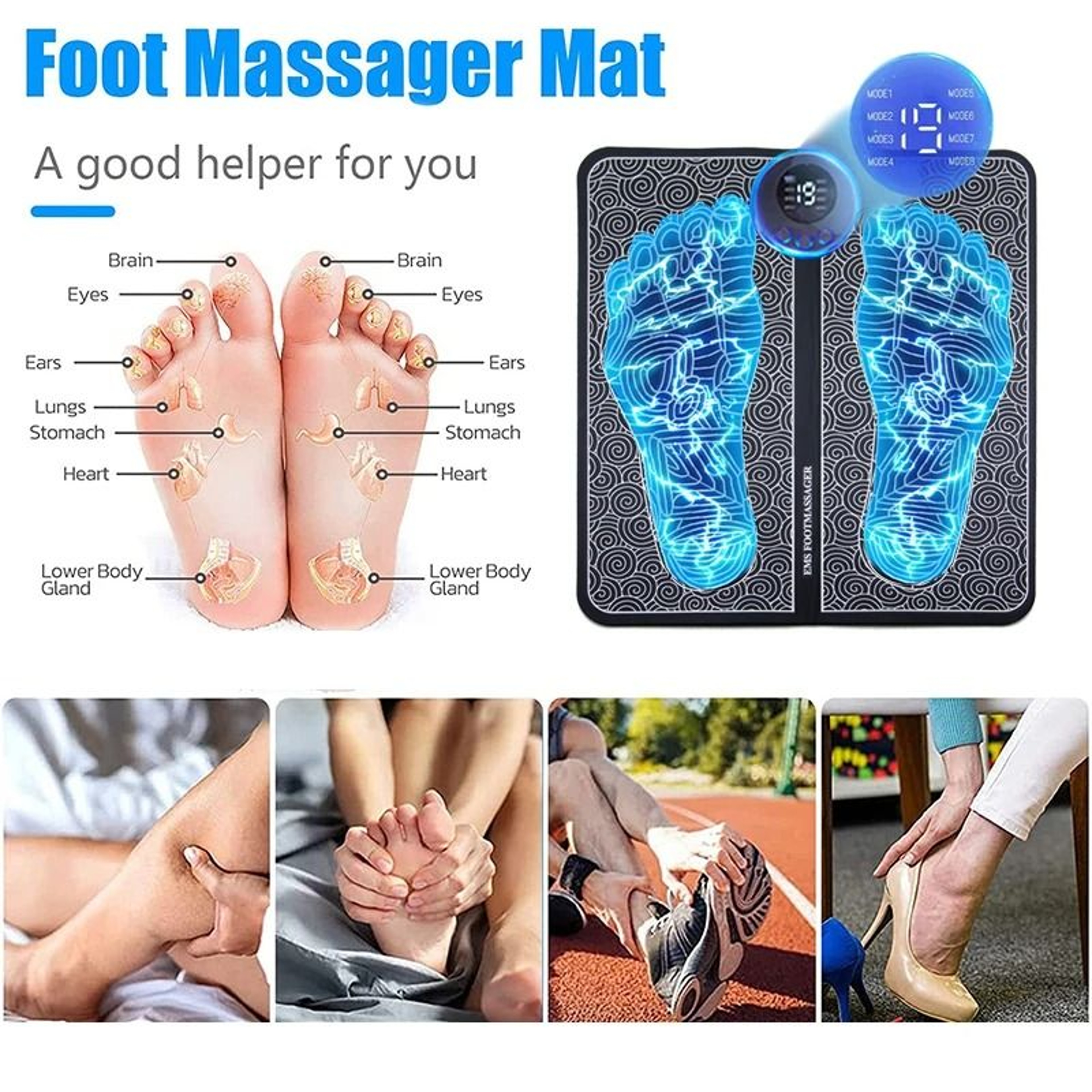 Electric Foot Massager Pad Portable Foot Massage Mat Muscle Relaxation Trainer 4