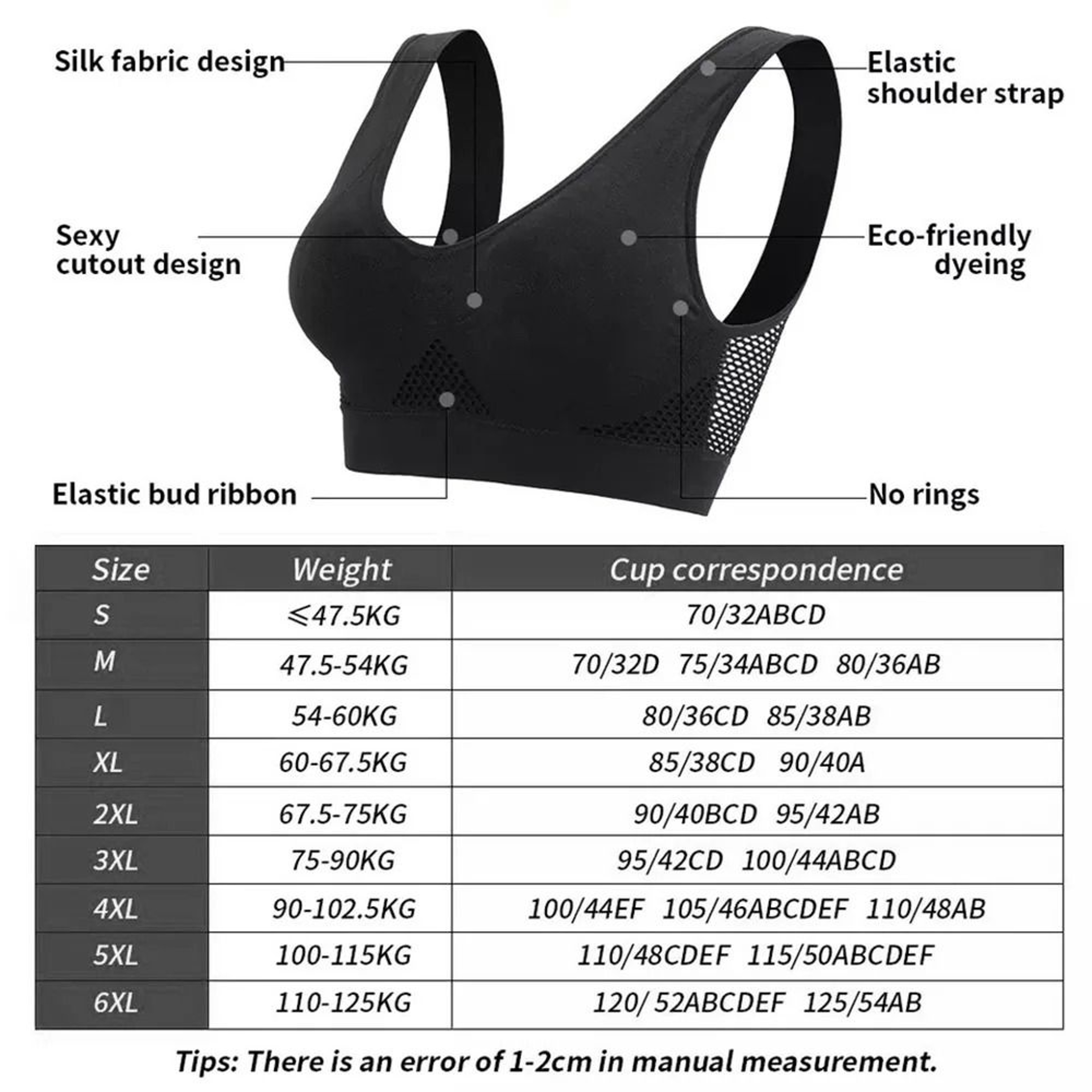 Seamless Sports Bra Wireless Yoga Bra Shockproof Gym Crop Top Plus Size 6XL 7