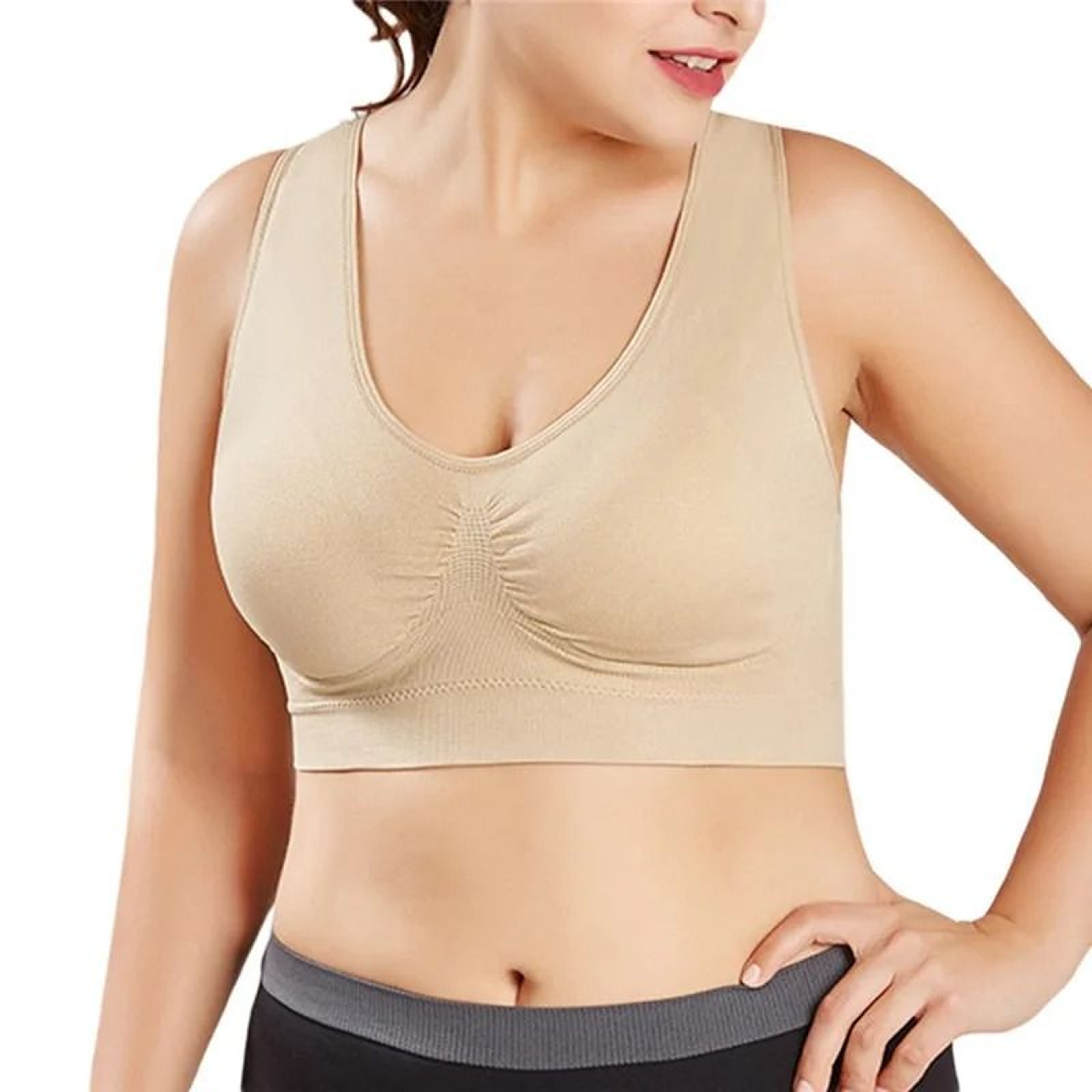 Seamless No Pad Sports Bra Breathable Workout Bralette For Yoga Running Fitness 4