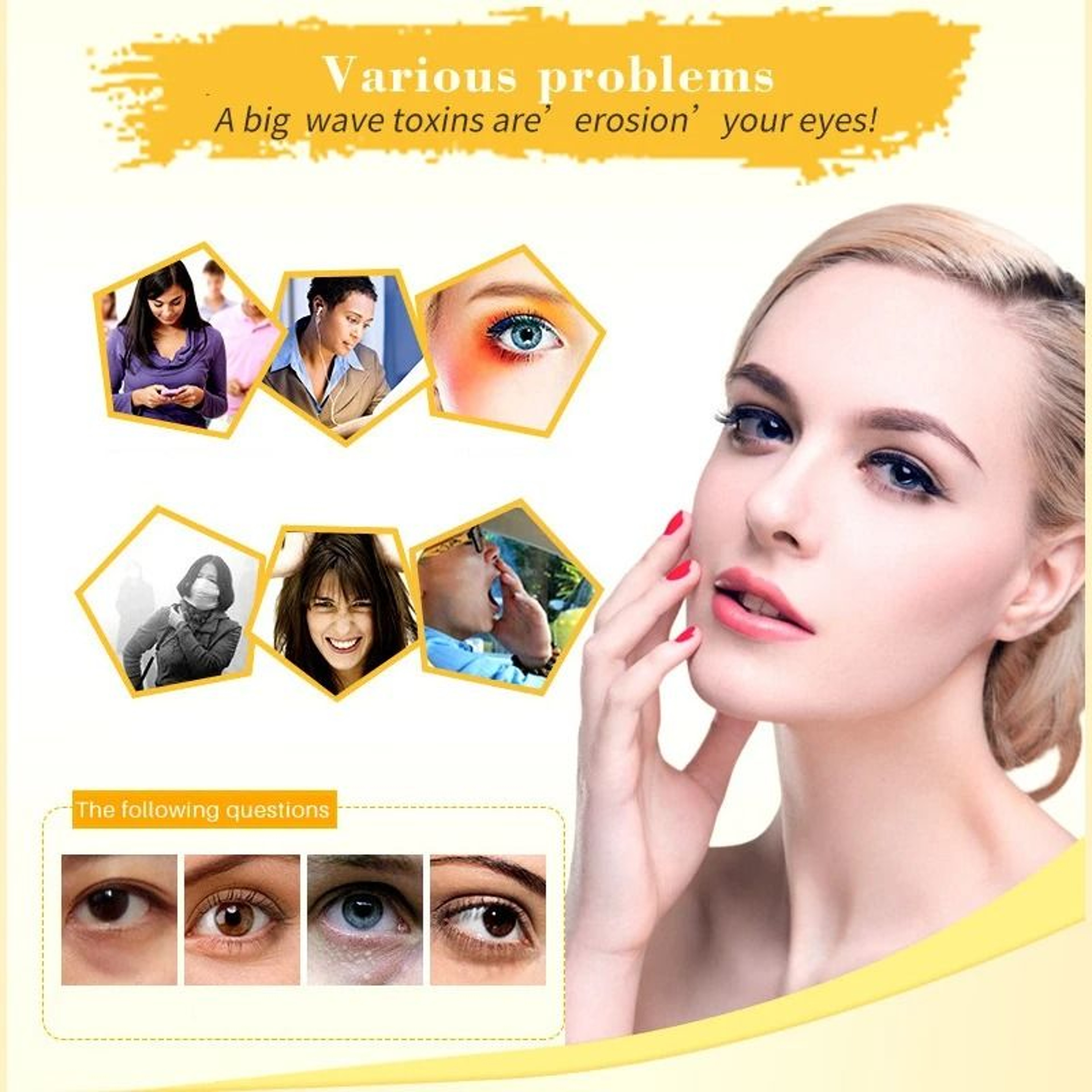 Gold Collagen Eye Mask Patches Under Eye Firming Moisturizing Skincare 10 Pairs 7