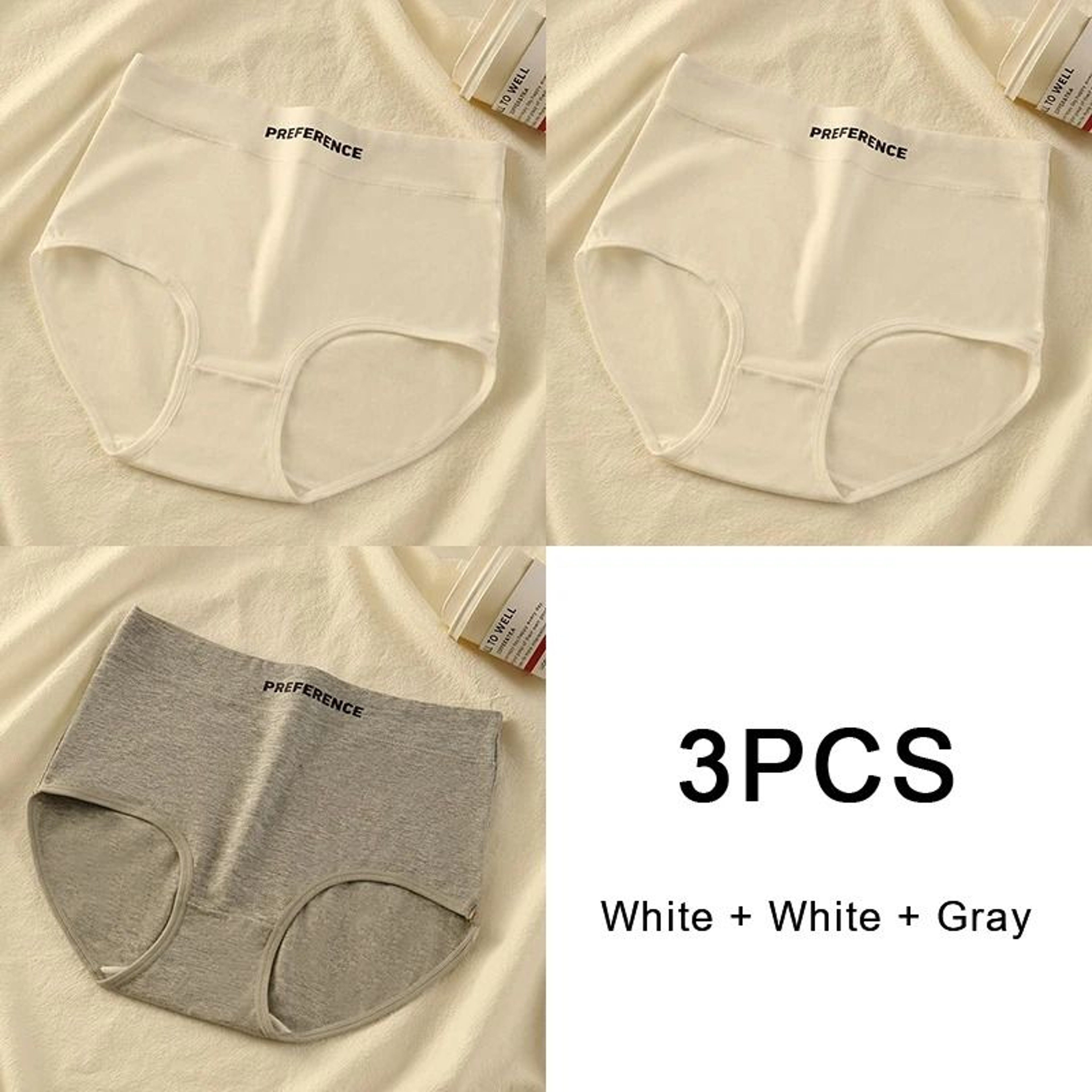 3 Pack High Waist Cotton Panties Comfortable Breathable Womens Underwear Briefs 5