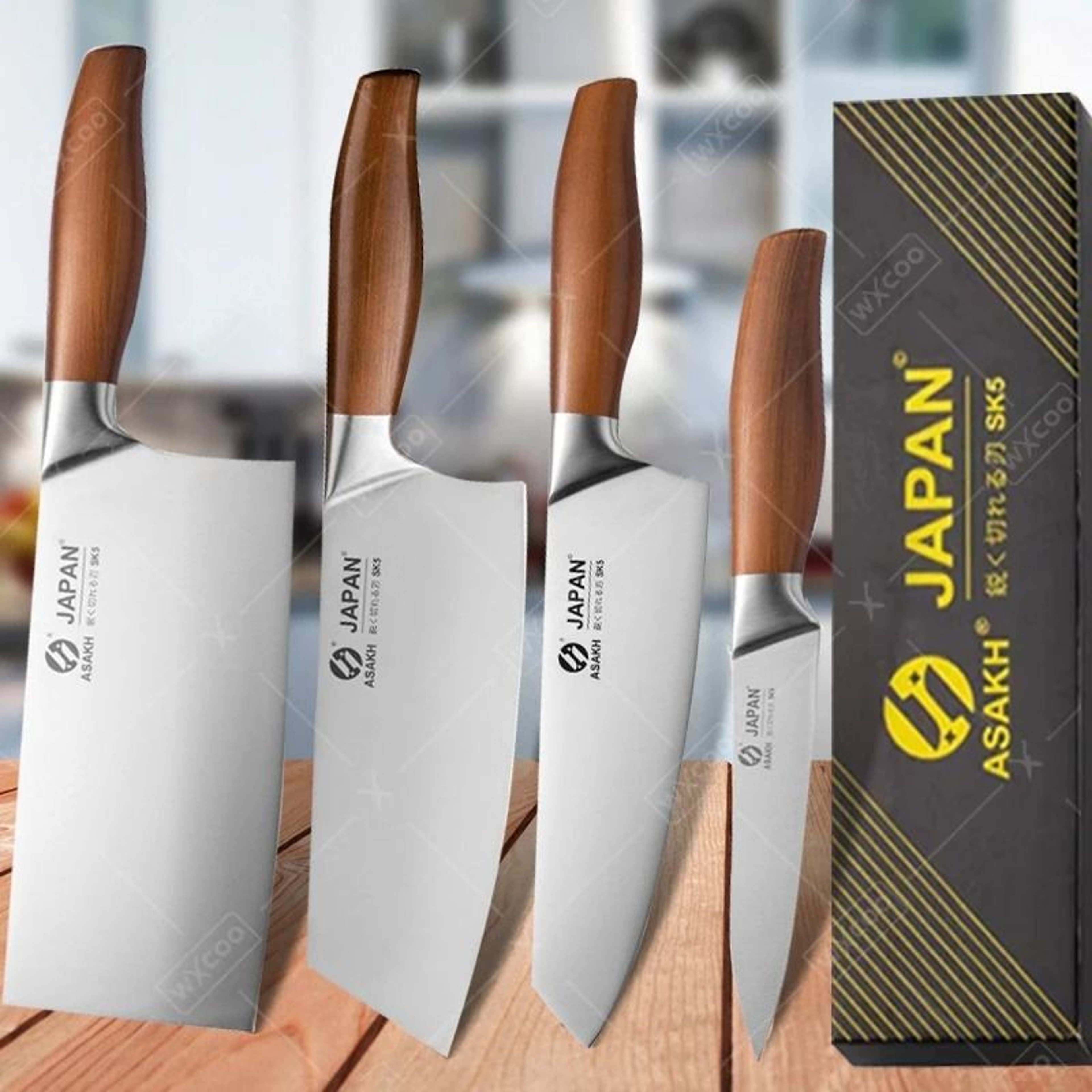 Professional Japanese Kitchen Knife Set Stainless Steel Chef Knife Santoku And Cleaver 11