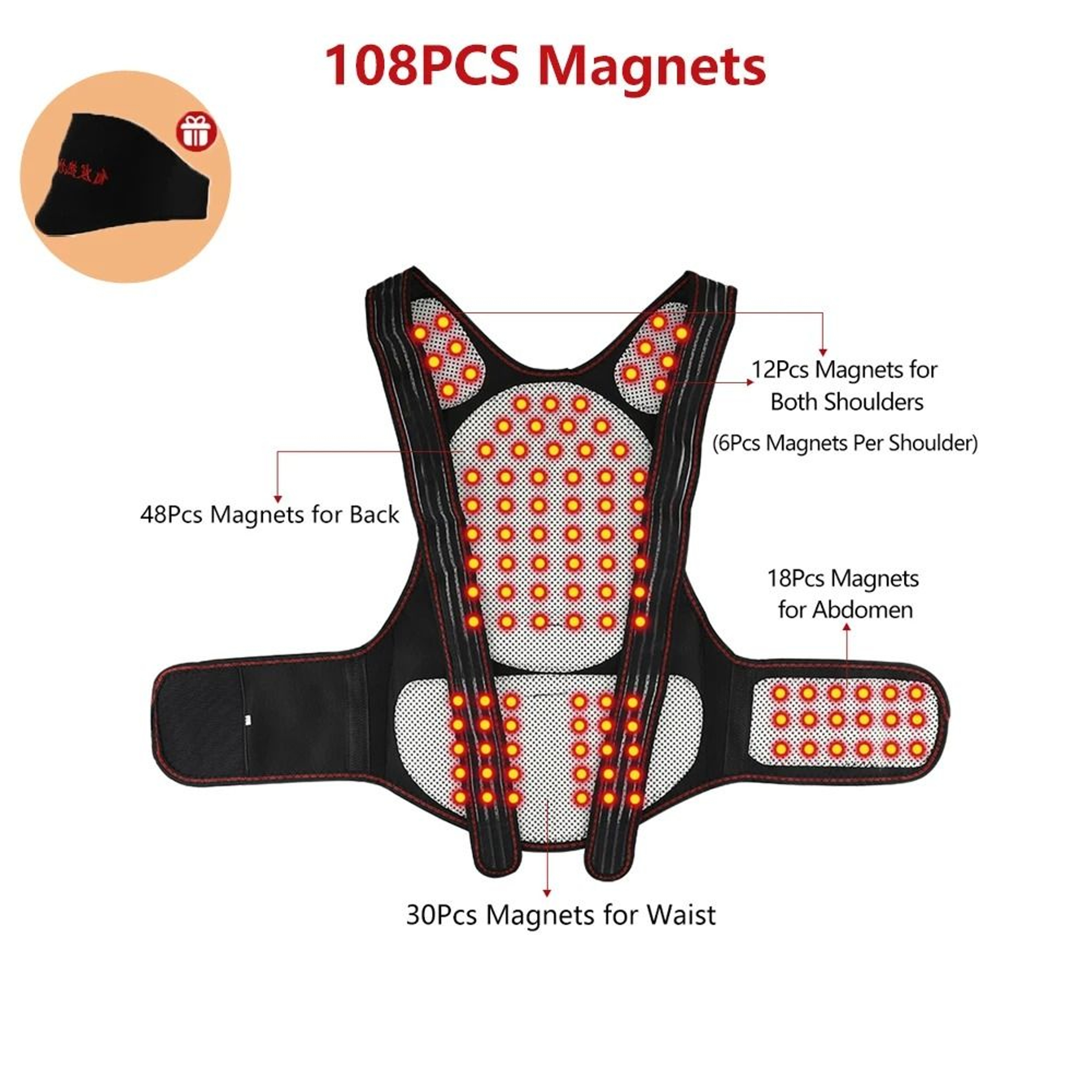 Tourmaline Self Heating Waist Brace Lumbar Support Belt With Thermal Warmth 2