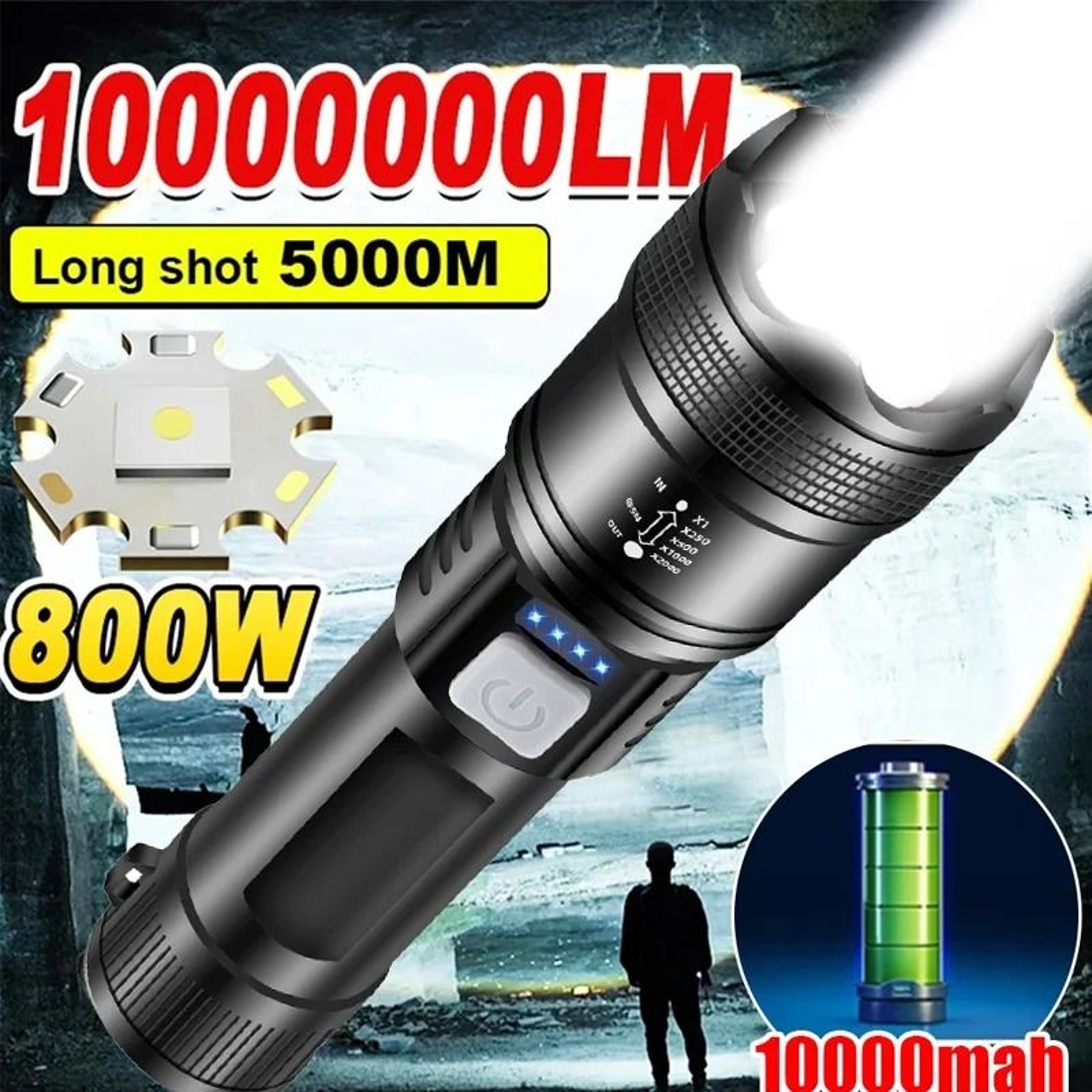 P70 Ultra Bright Flashlight Rechargeable Tactical LED Zoom Light With Built In Battery 11