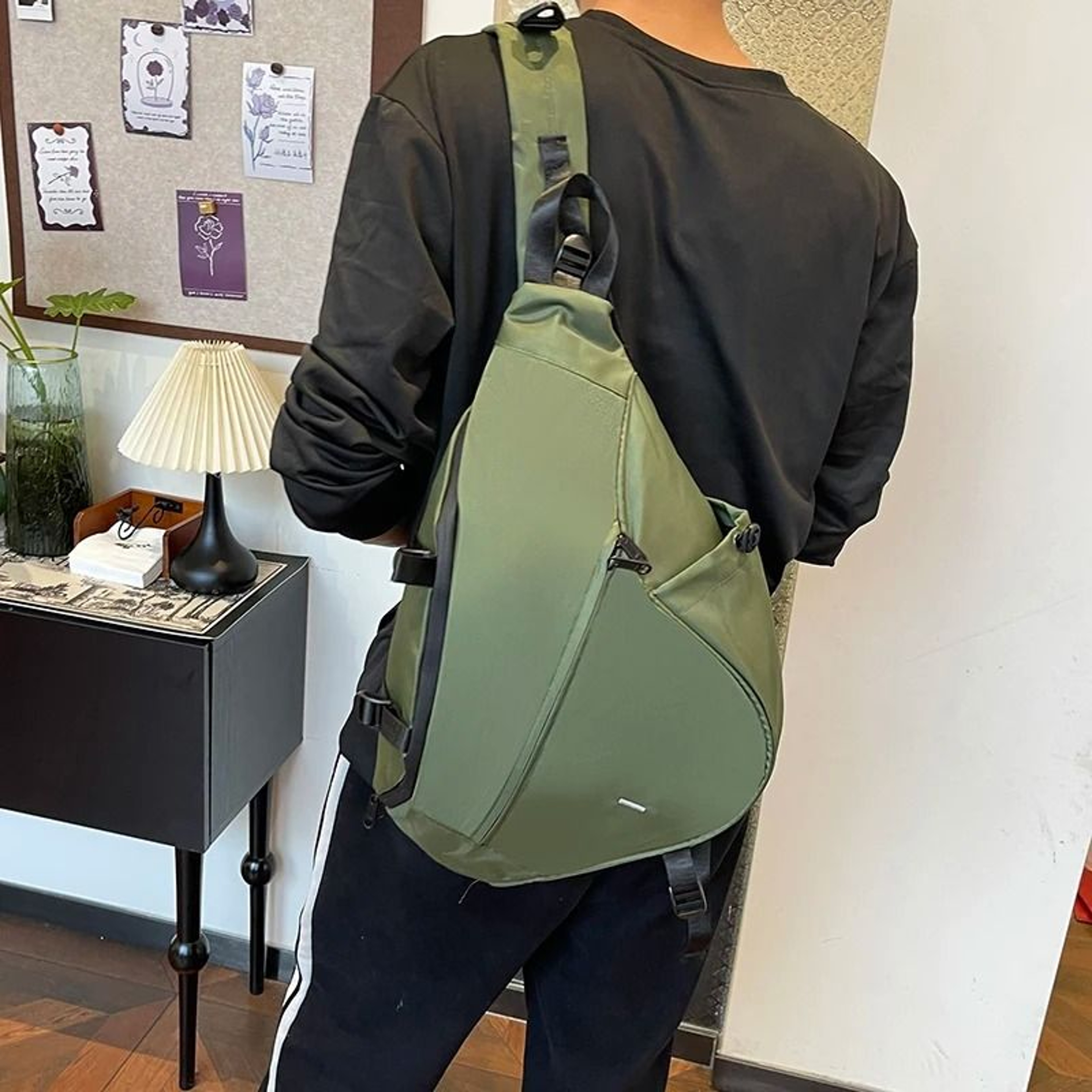 Large Capacity Sling Bag Mens Chest Bag Nylon Crossbody Travel Shoulder Student Backpack 8