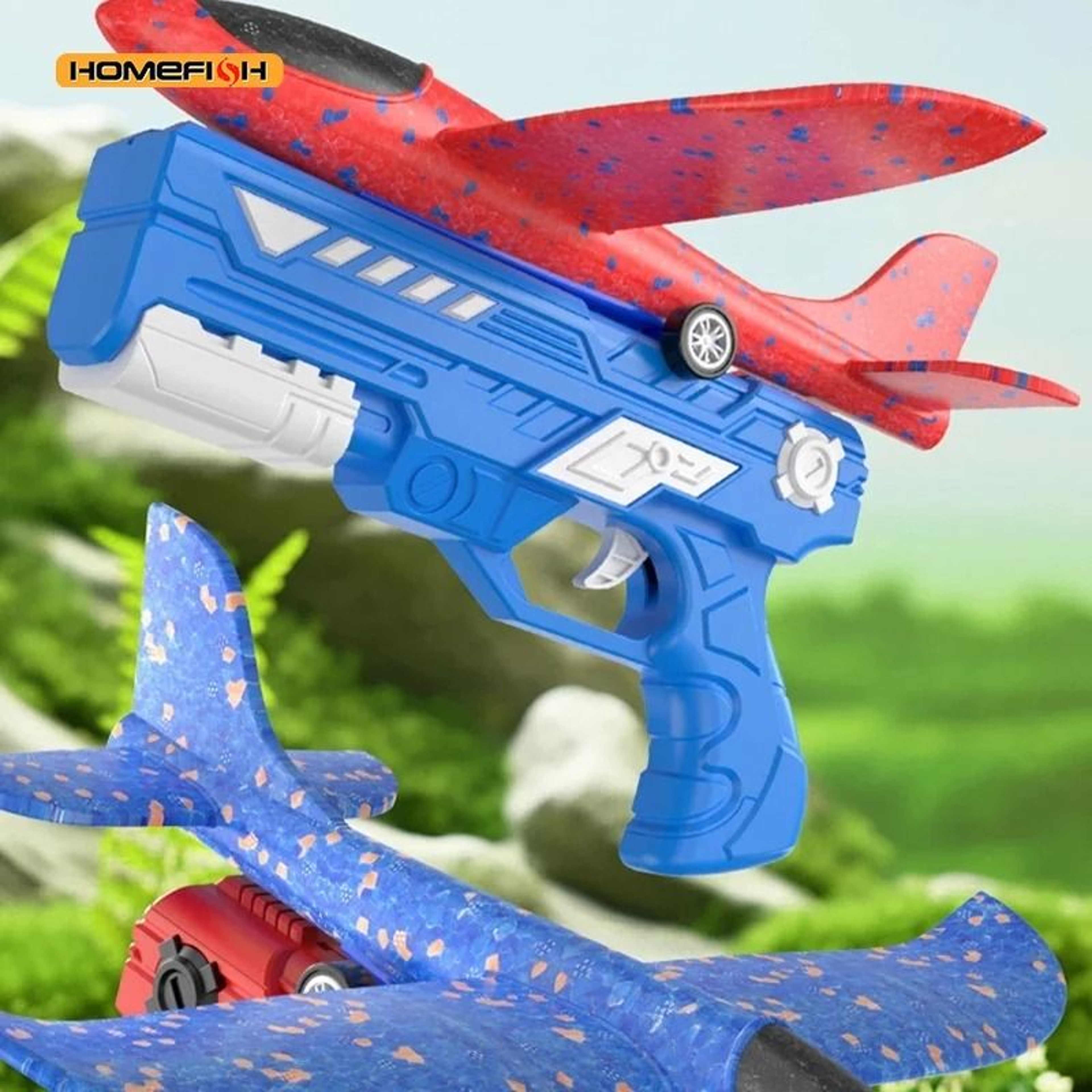 Kids Foam Airplane Toy Launcher Outdoor Glider Plane Set 7
