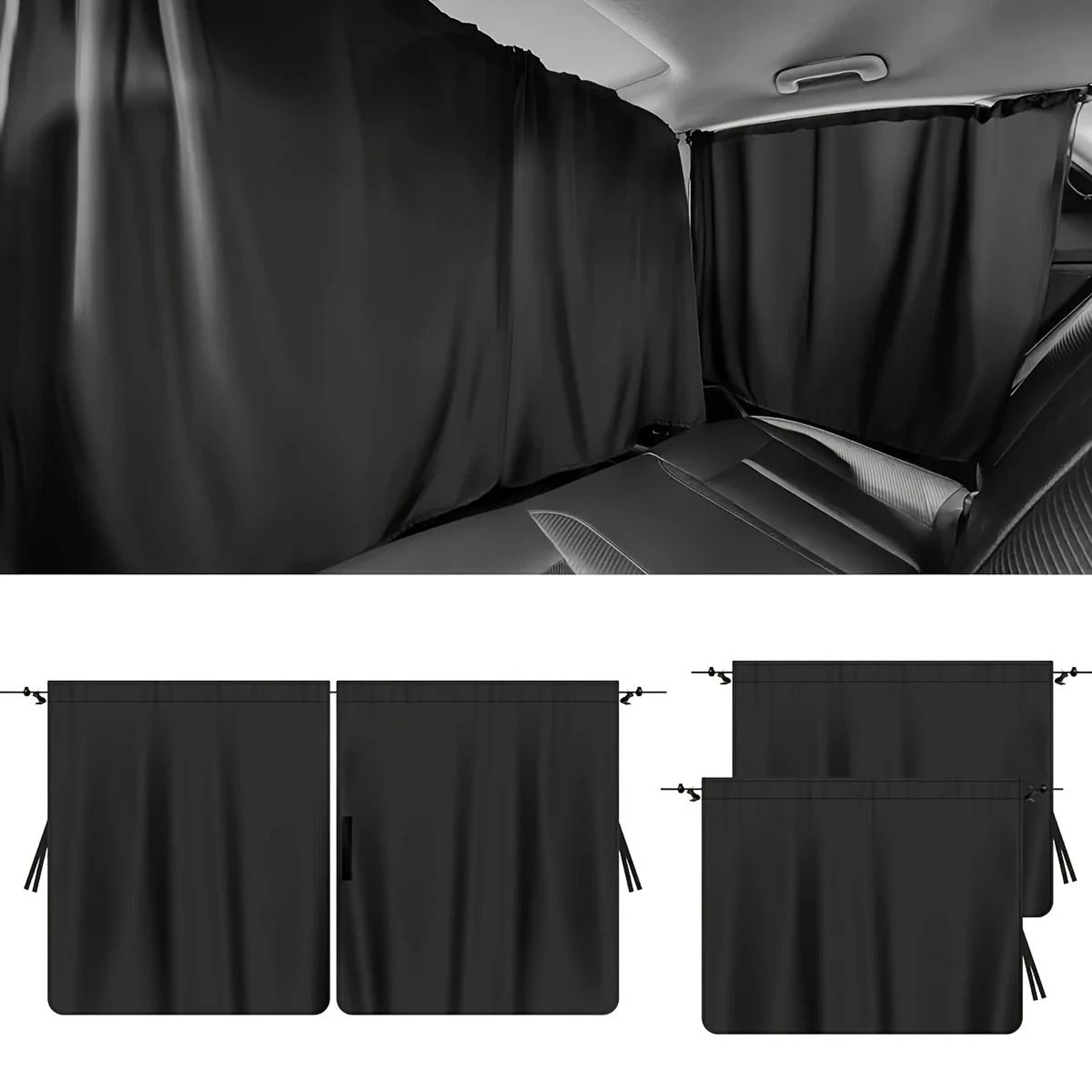 4 Pcs Car Privacy Curtain Set Travel Window Shade For Car Camping And Rest 0