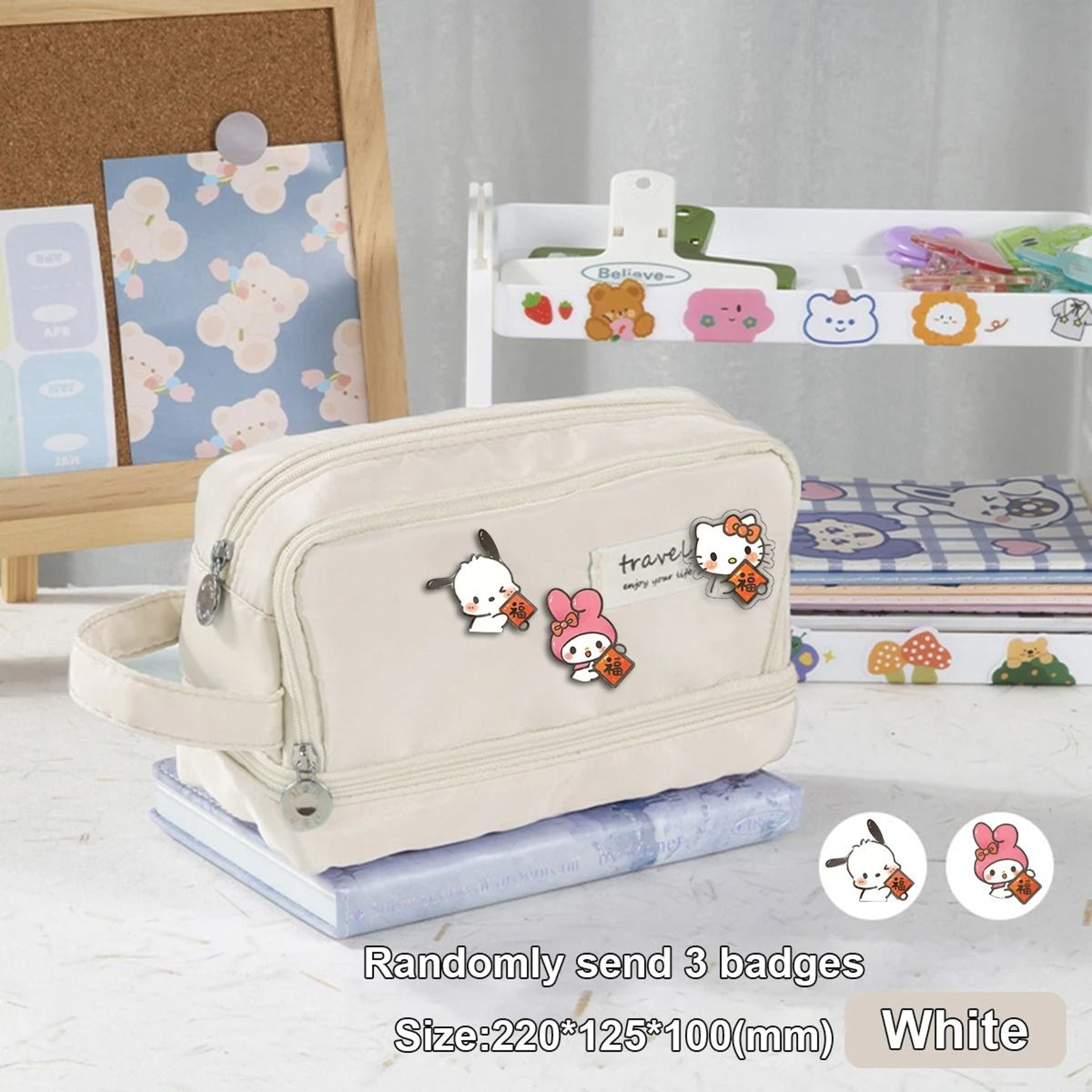 Three Layer Pencil Case Kawaii Large Capacity Pen Bag Korean Stationery Pouch For Students 5