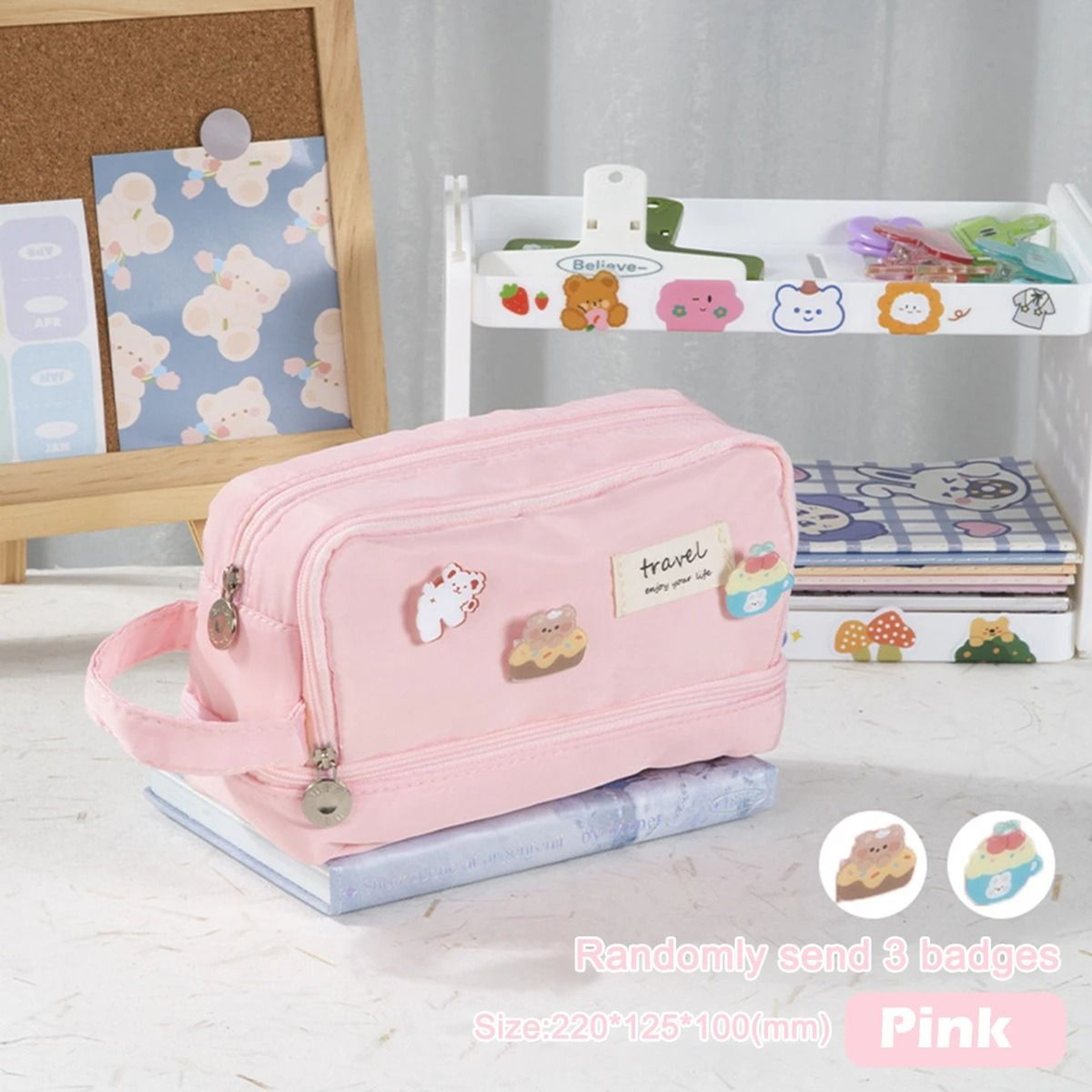 Three Layer Pencil Case Kawaii Large Capacity Pen Bag Korean Stationery Pouch For Students 3
