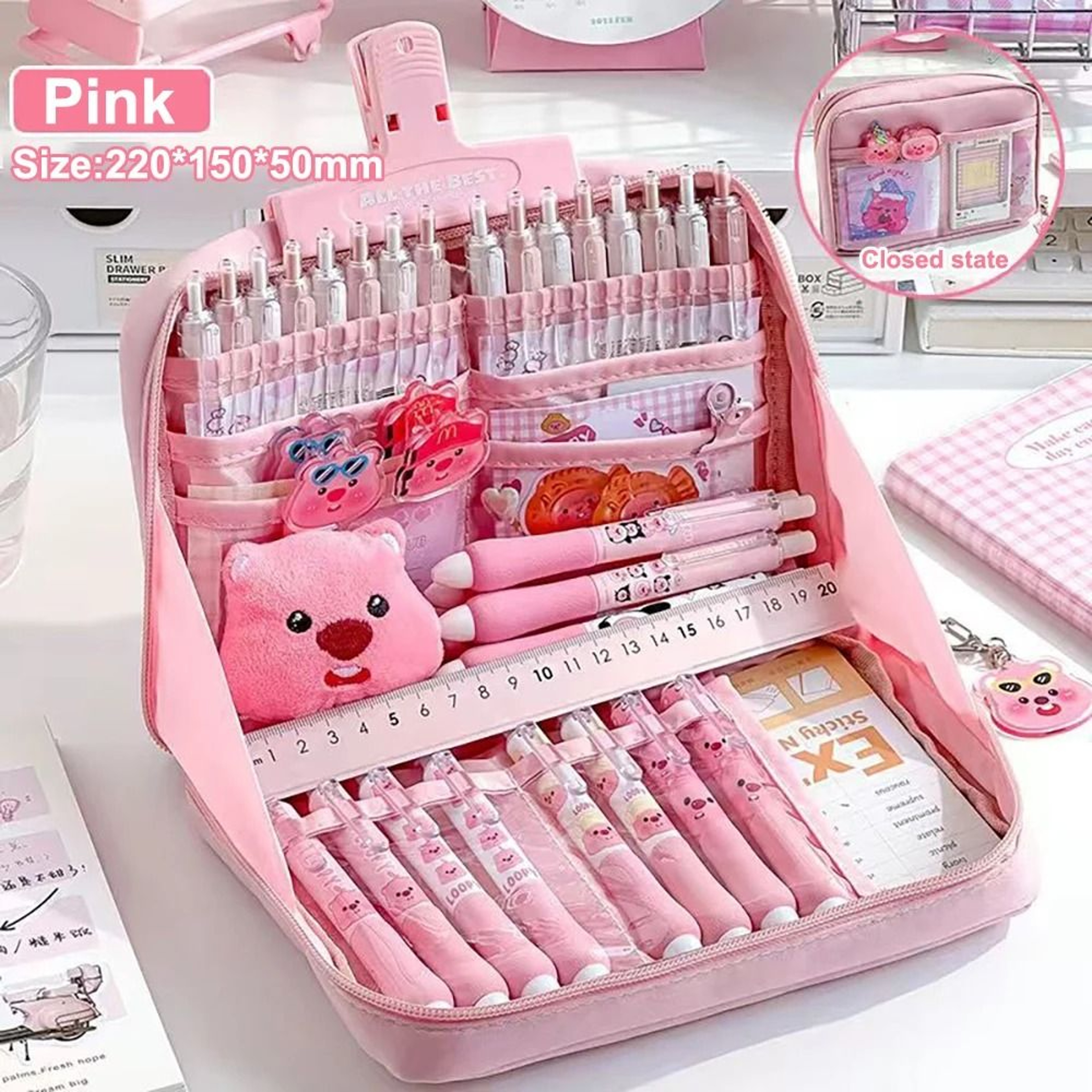 10 Layer Pencil Case Kawaii Panda Large Capacity Canvas Pen Bag Student Stationery Organizer 3