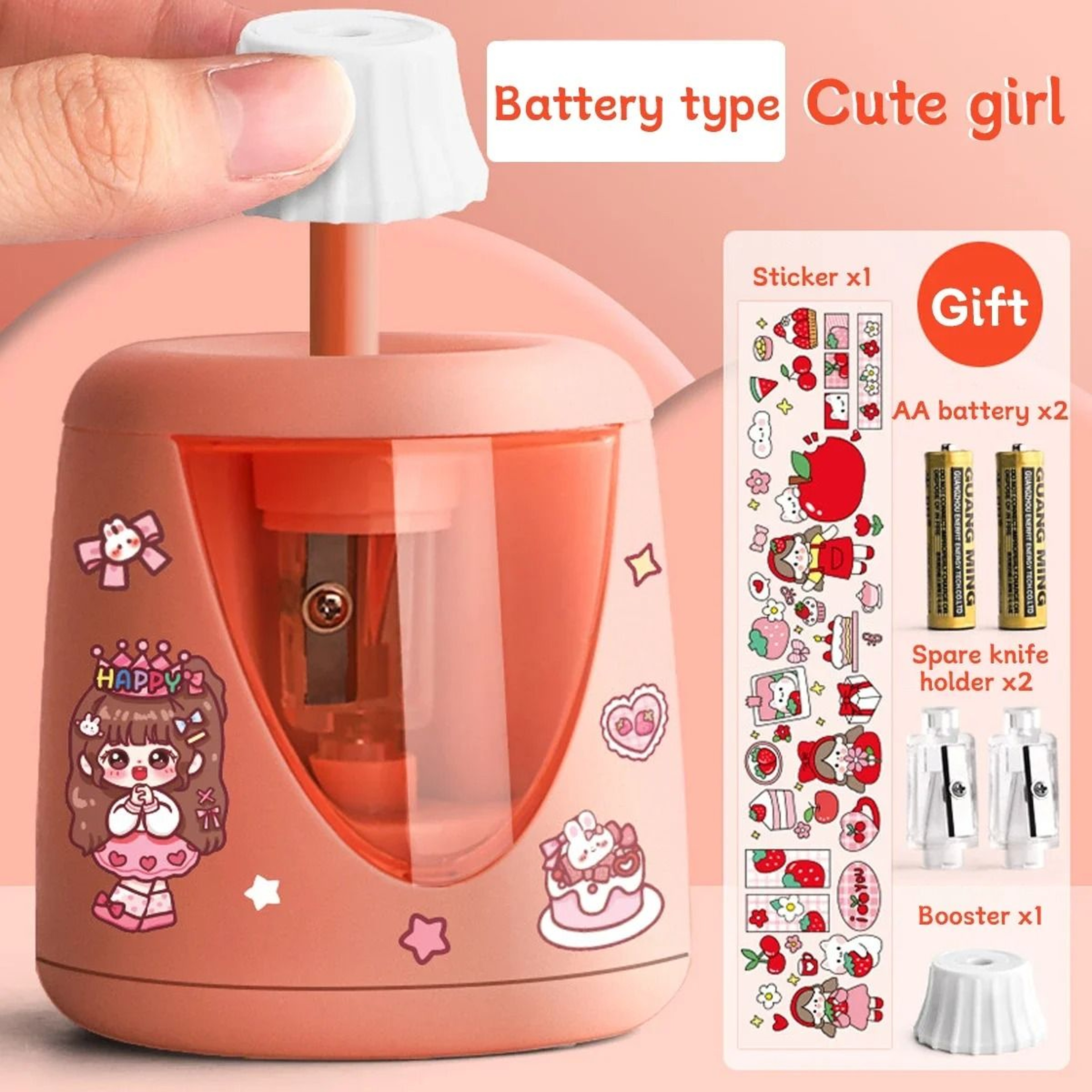 Electric Automatic Pencil Sharpener Cartoon Space Design Kids School And Office Stationery 2