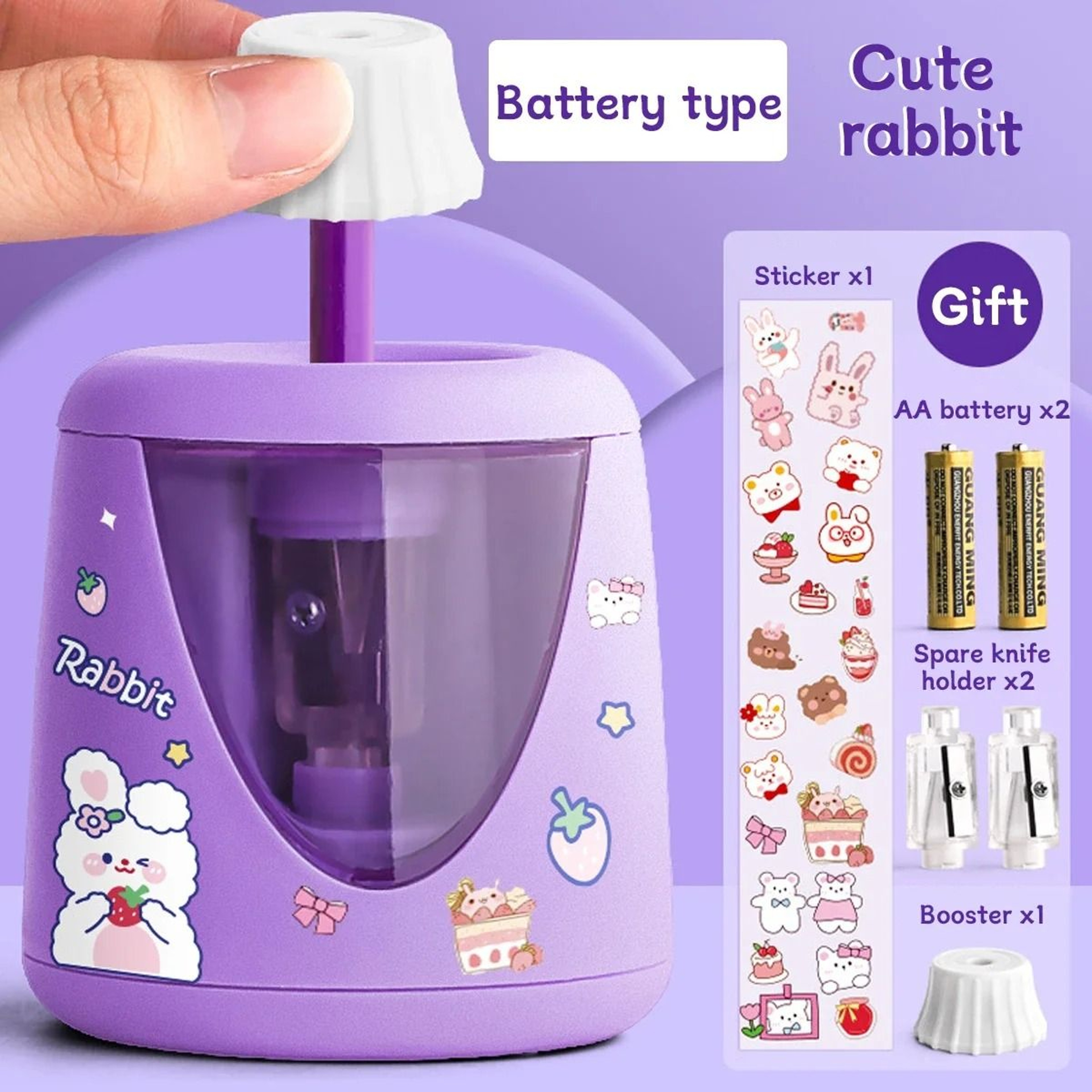 Electric Automatic Pencil Sharpener Cartoon Space Design Kids School And Office Stationery 3