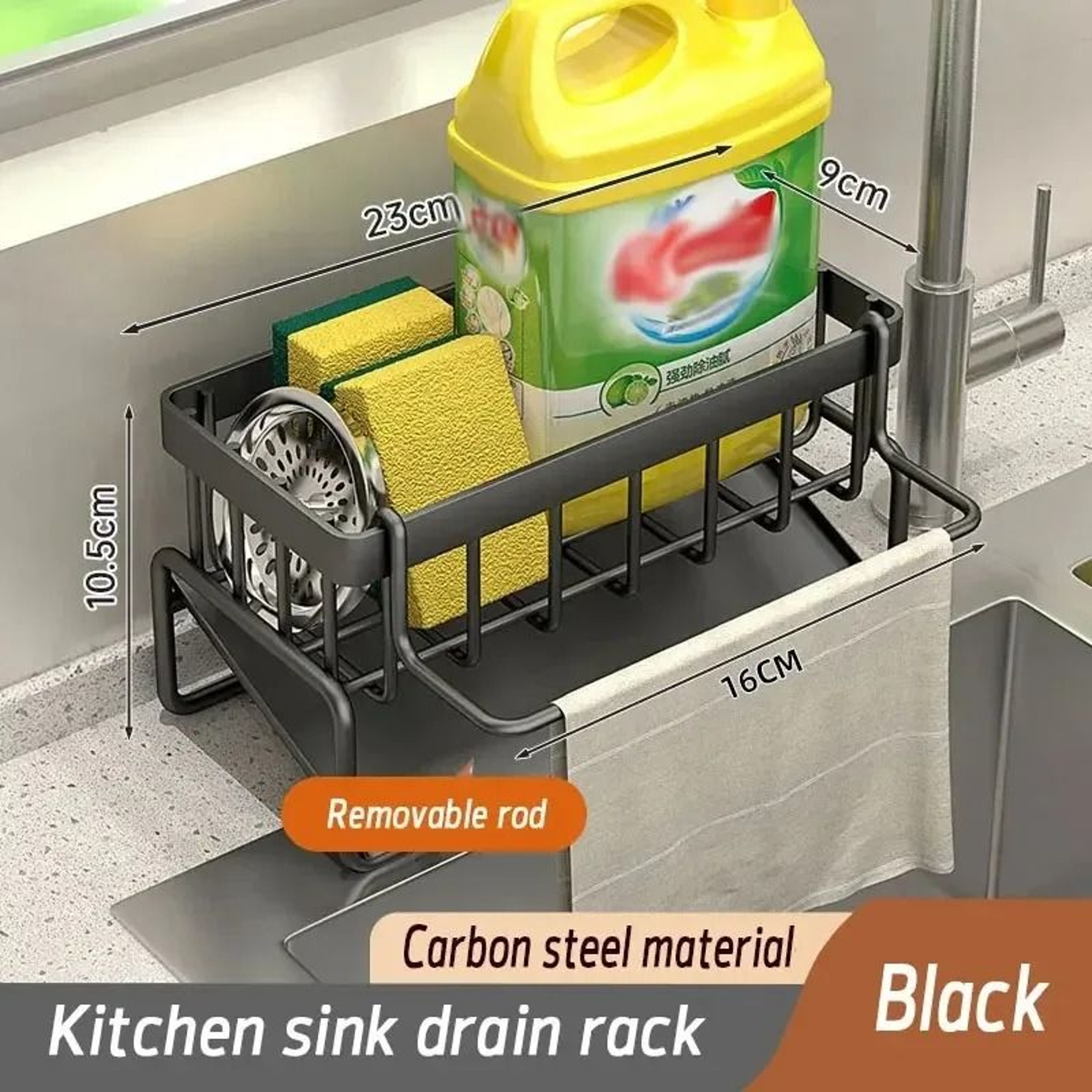 Multifunctional Kitchen Sink Organizer Adhesive Spice Rack With Drainage And Hooks 5