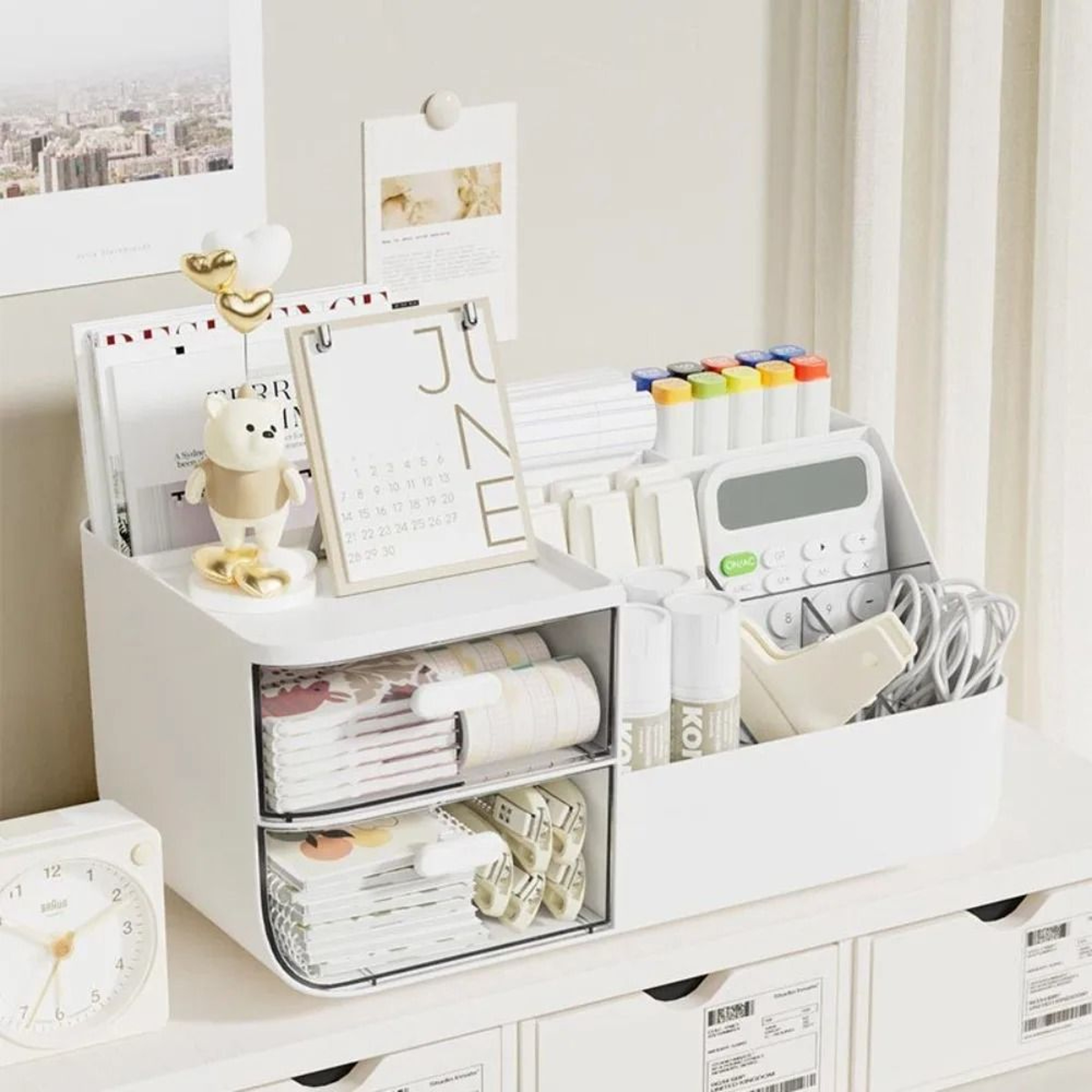 Multifunctional Desk Organizer Stationery And Cable Storage Box 7