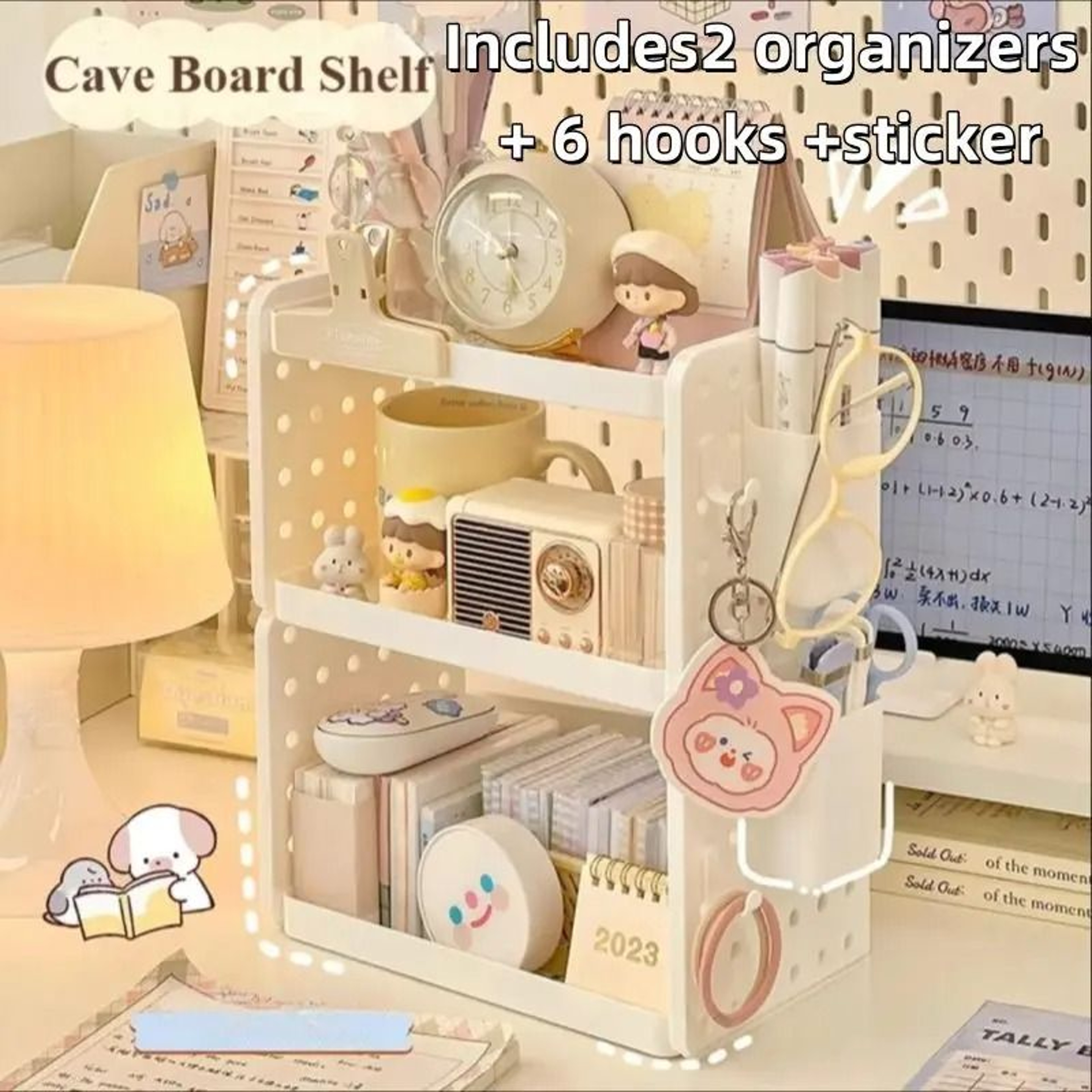 Multi Layer Desktop Organizer Shelf With Pen Holder Space Saving Desk Storage 0