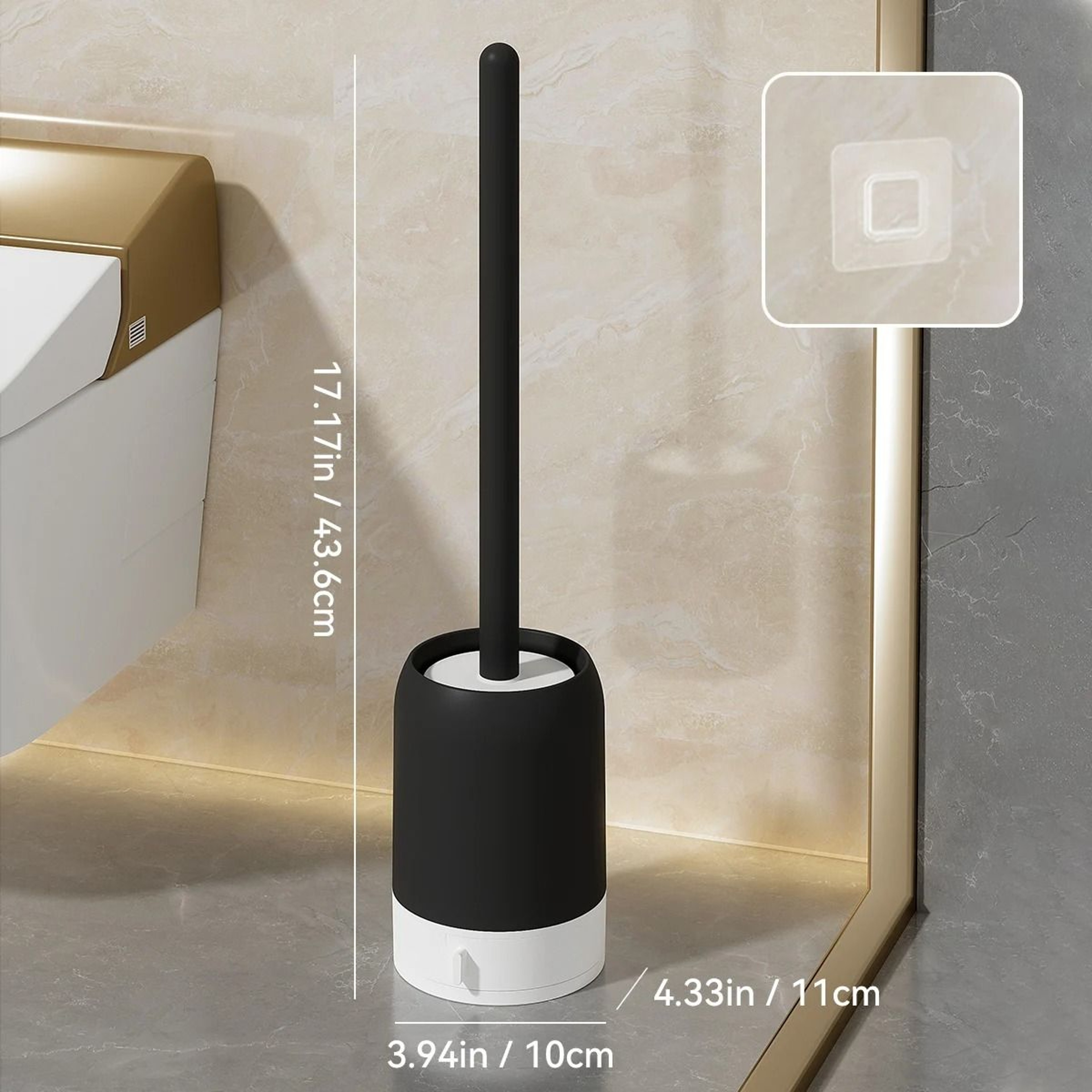 Wall Mounted Long Handle Toilet Brush Punch Free Bathroom Cleaner 3