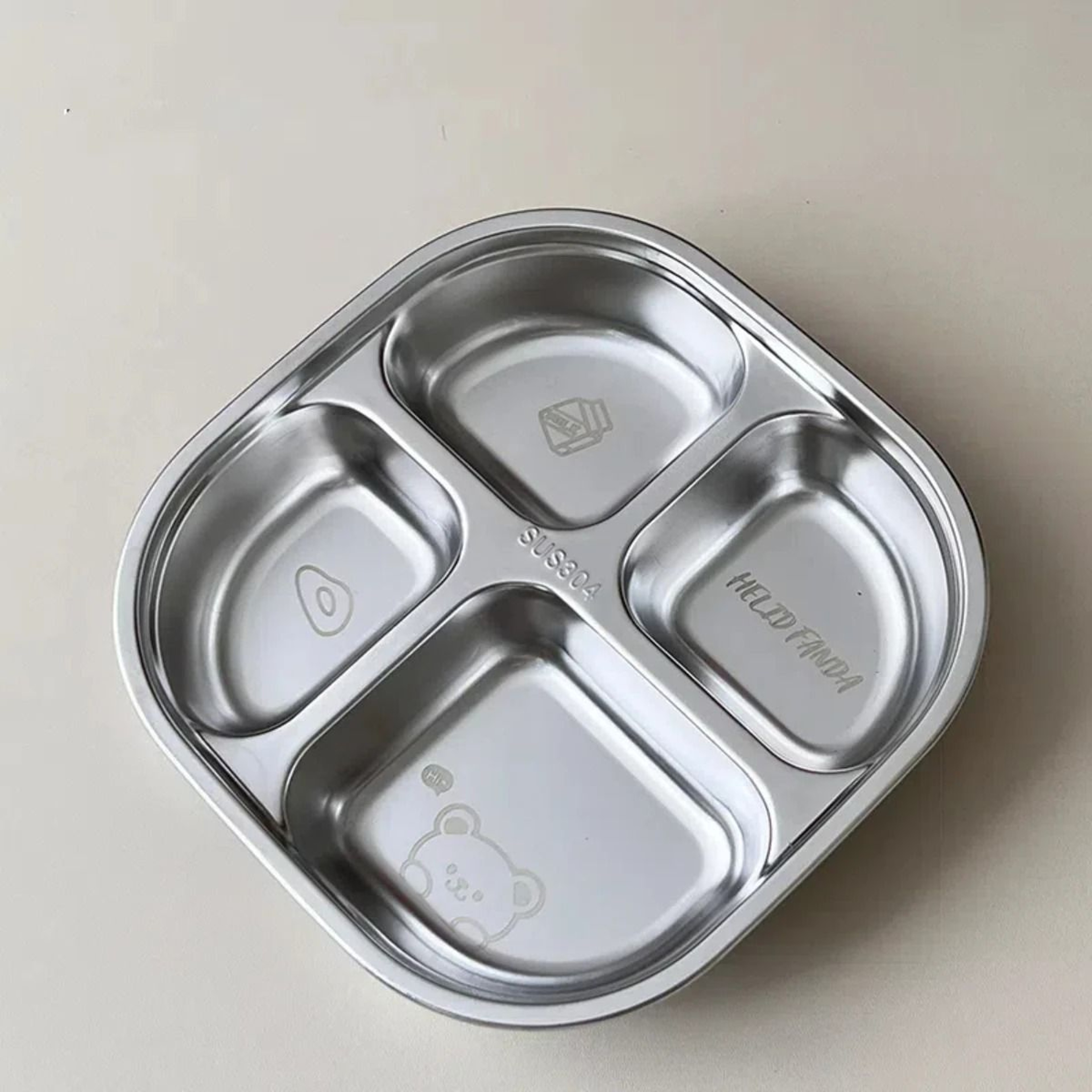 Capybara Stainless Steel Divided Plate 3 Compartment Kids Dinner Plate 4