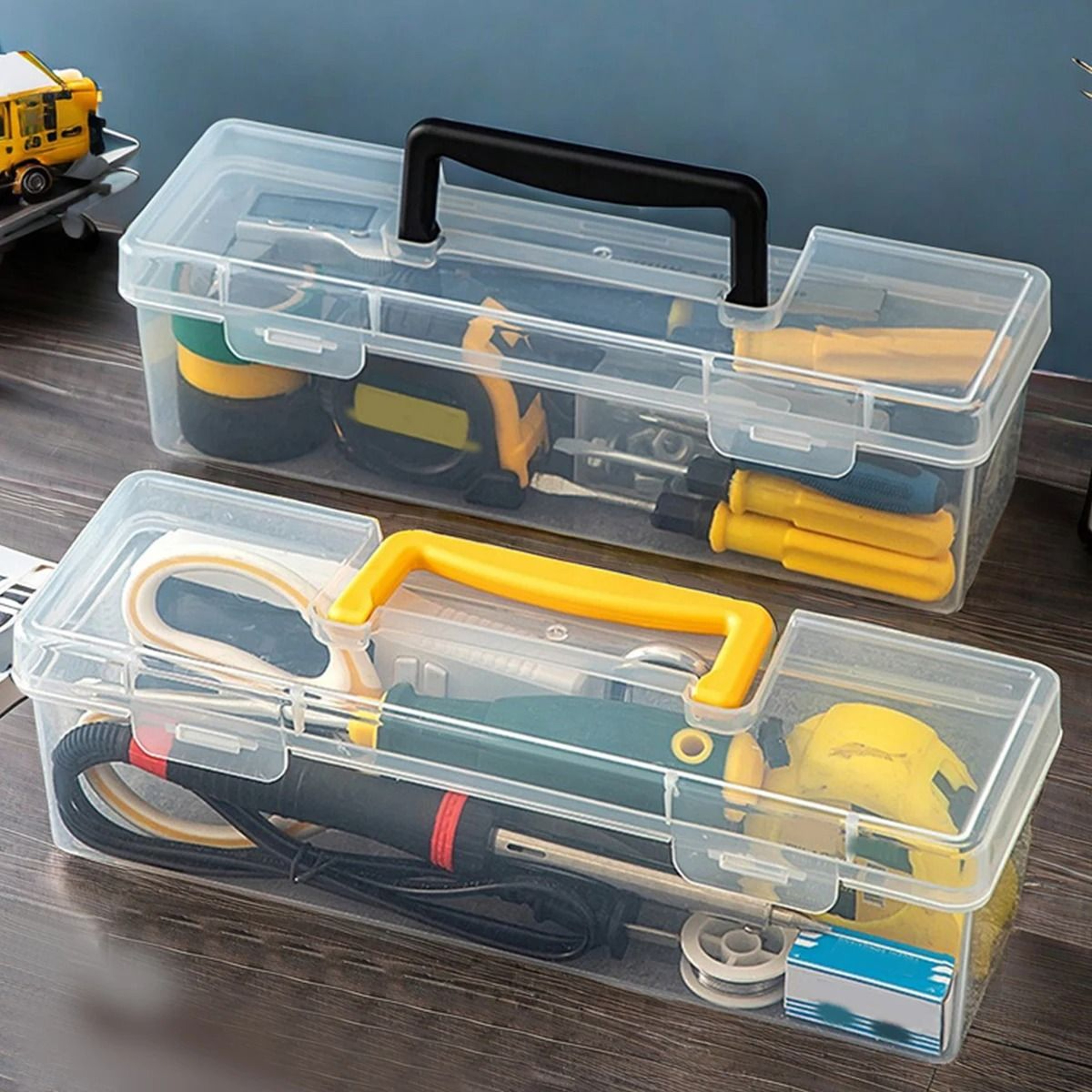 Large Capacity Plastic Tool Box Portable Tool Organizer With Handle 11