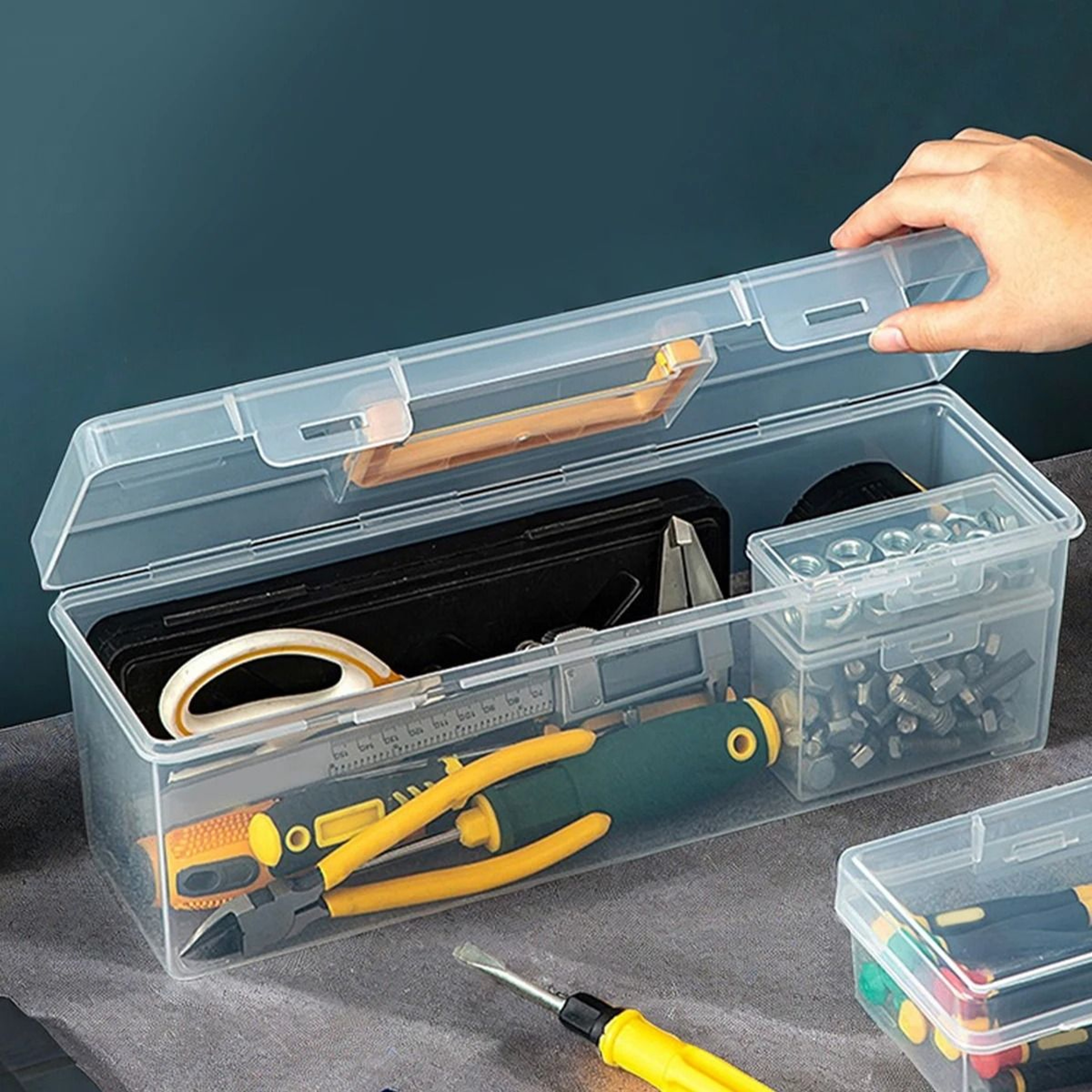 Large Capacity Plastic Tool Box Portable Tool Organizer With Handle 7