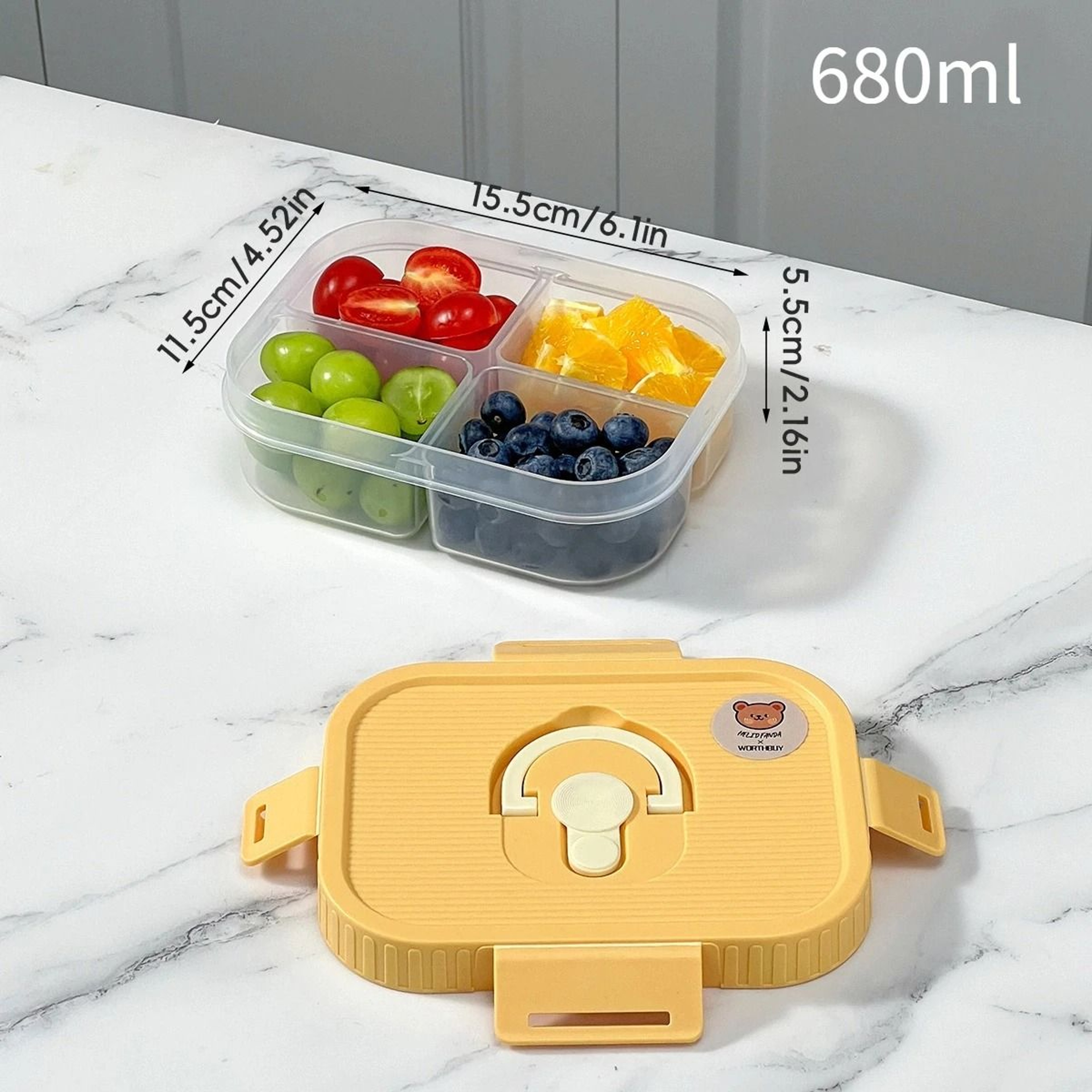 Divided Lunch Box For Kids Microwave Safe Sealed Plastic Bento Container 1