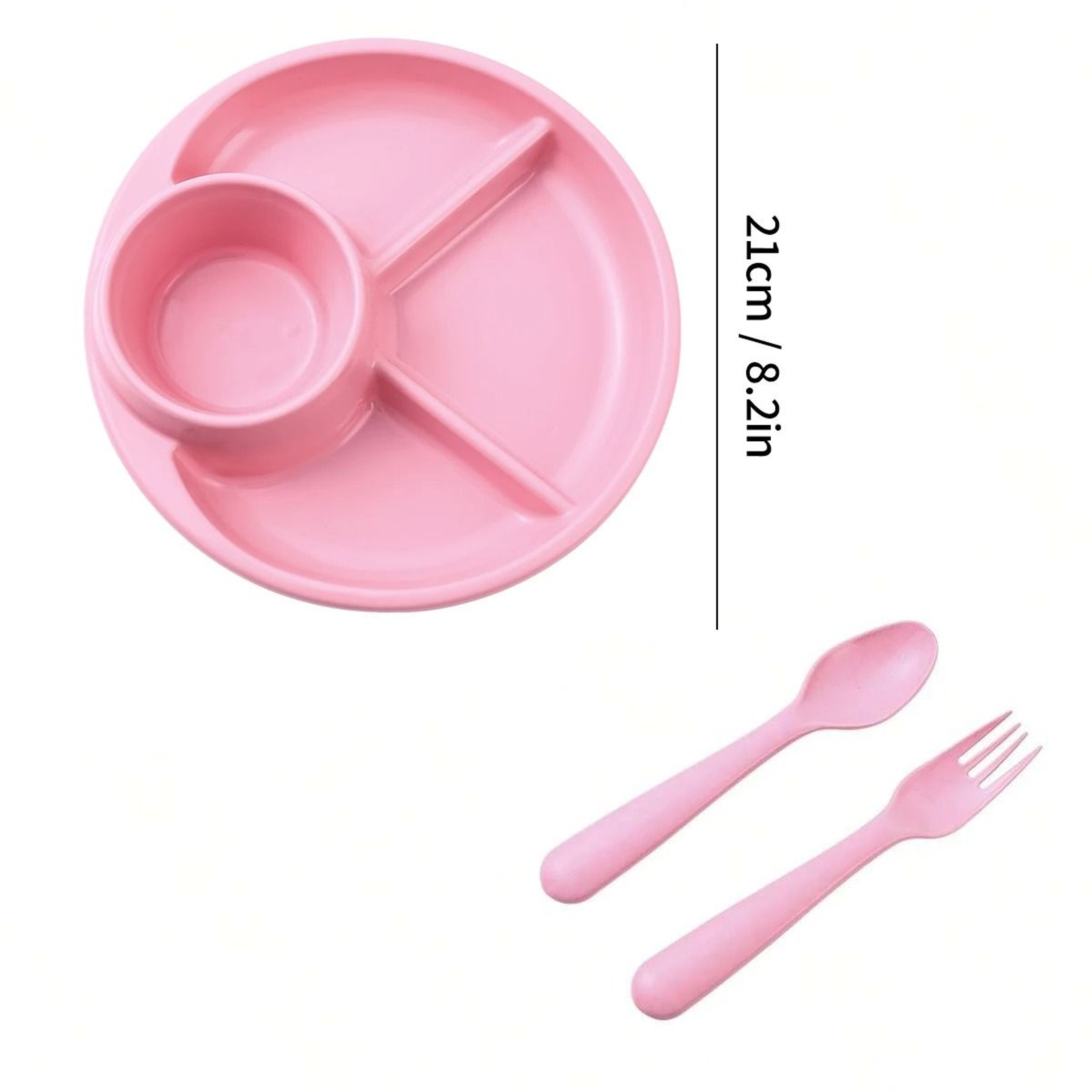Round Divided Dinner Plate Reusable Salad Plate With Fork And Spoon 3