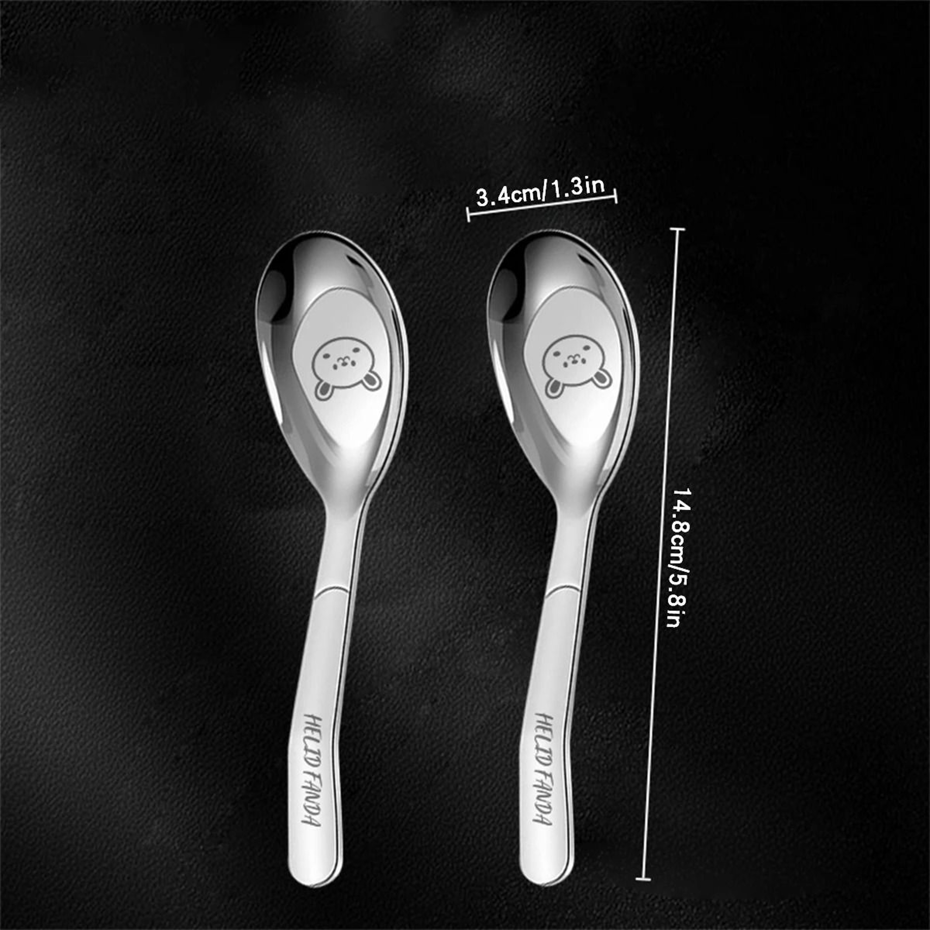 Cute Stainless Steel Dessert Spoon Set Long Handle Soup Spoons For Kids 4