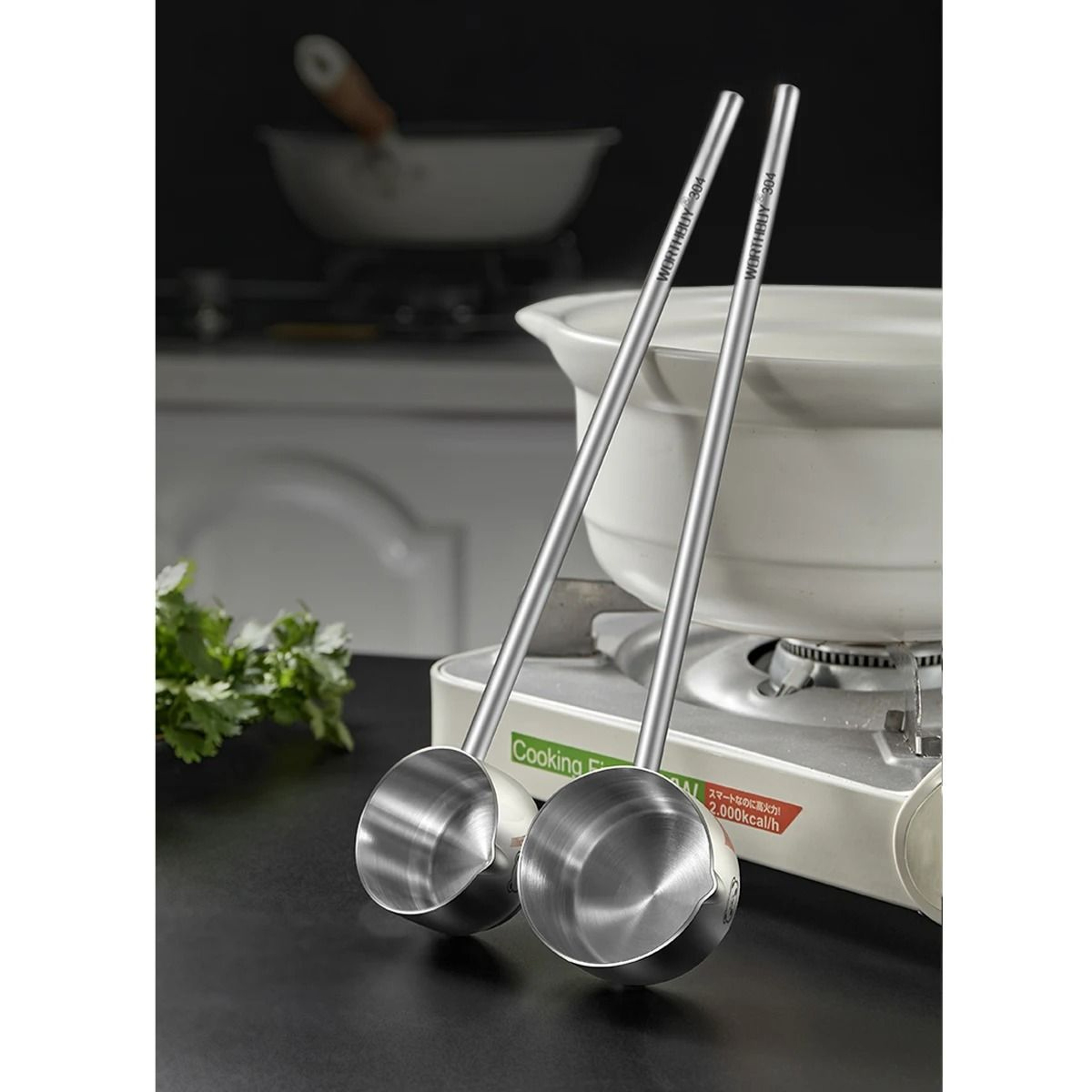 Stainless Steel Oil Pouring Spoon Long Handle Anti Scalding Seasoning Spoon 8