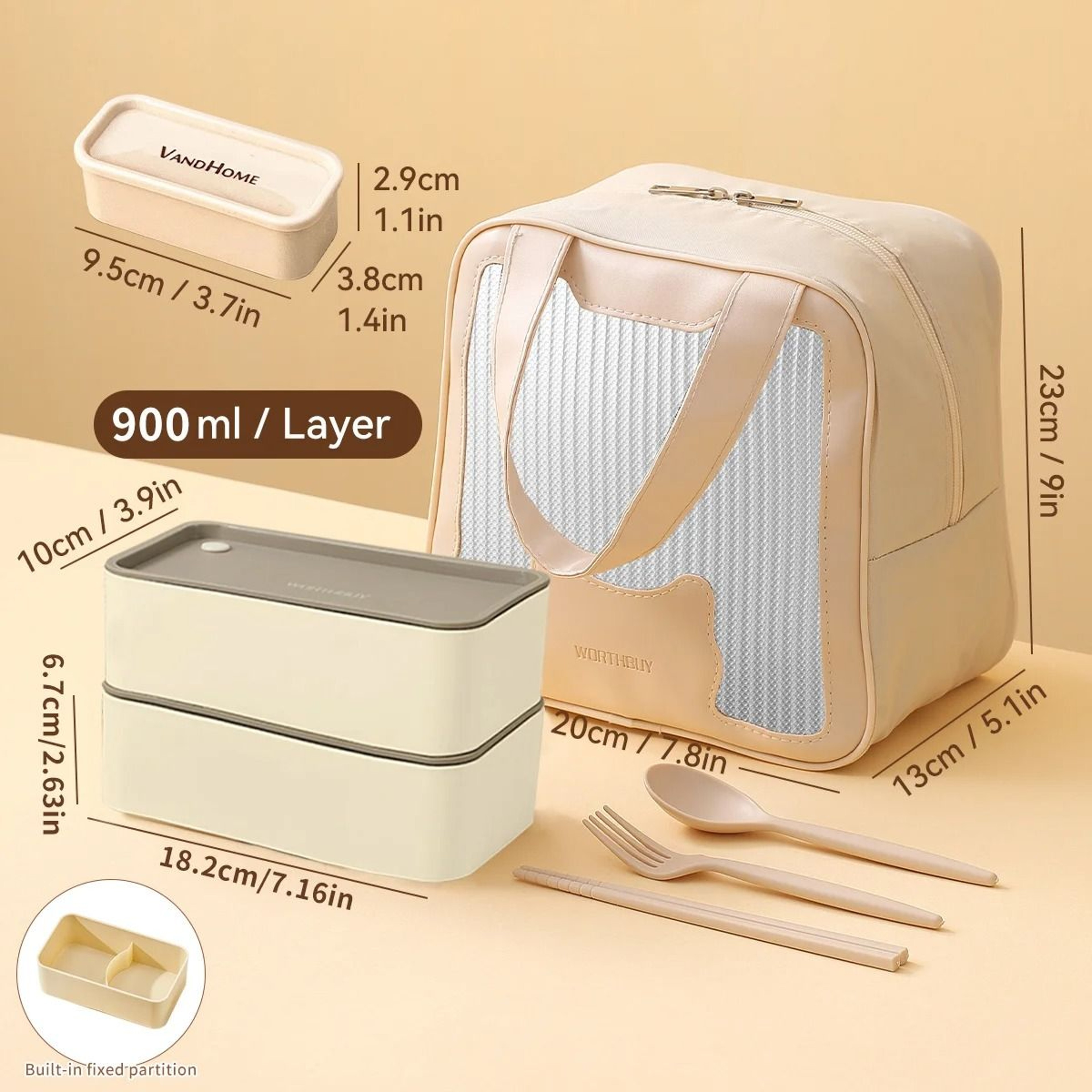 Divided Lunch Container Microwave Safe Large Capacity Sealed Bento Box 8
