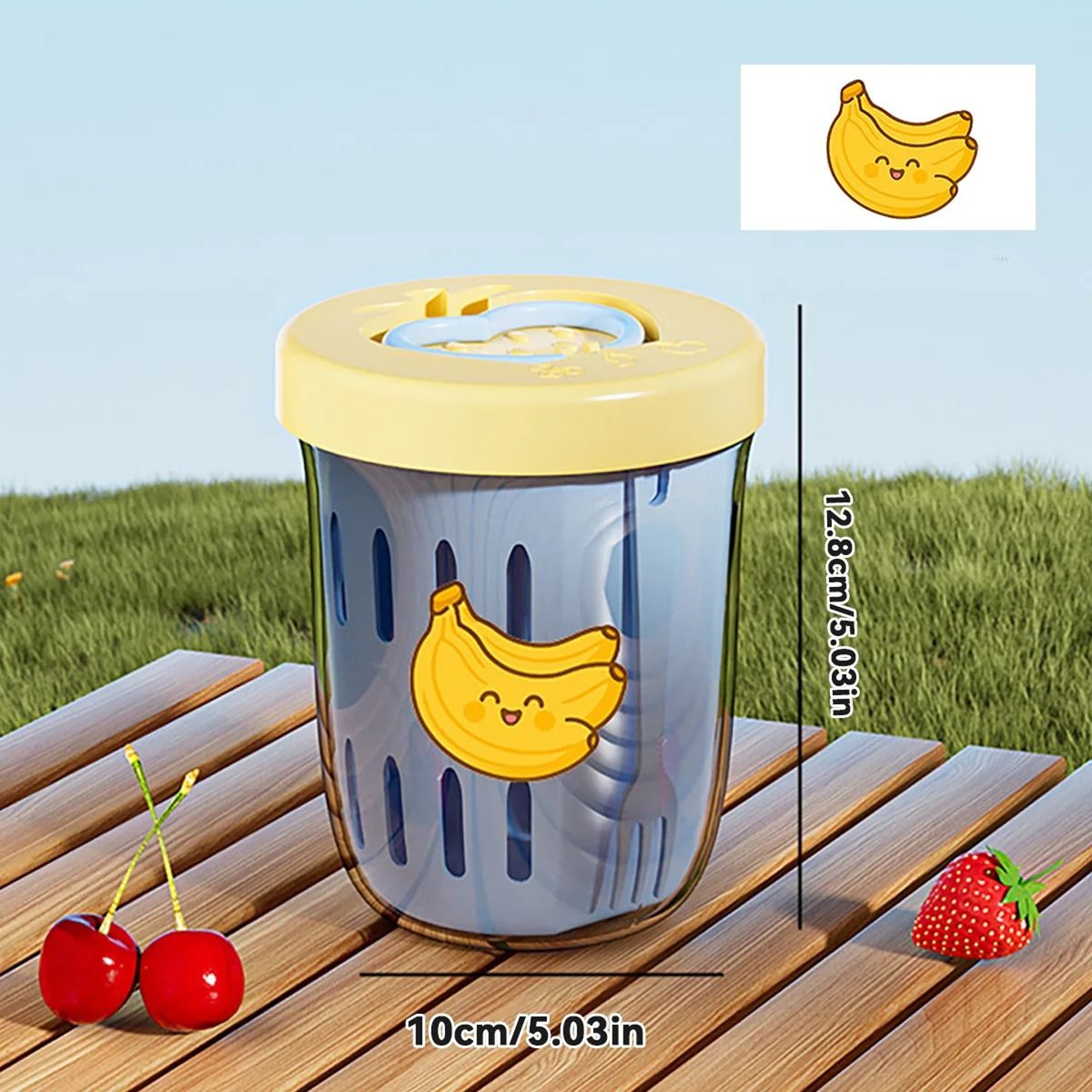 Double Layer Fruit Cup Portable Salad And Oat Container With Fork 2