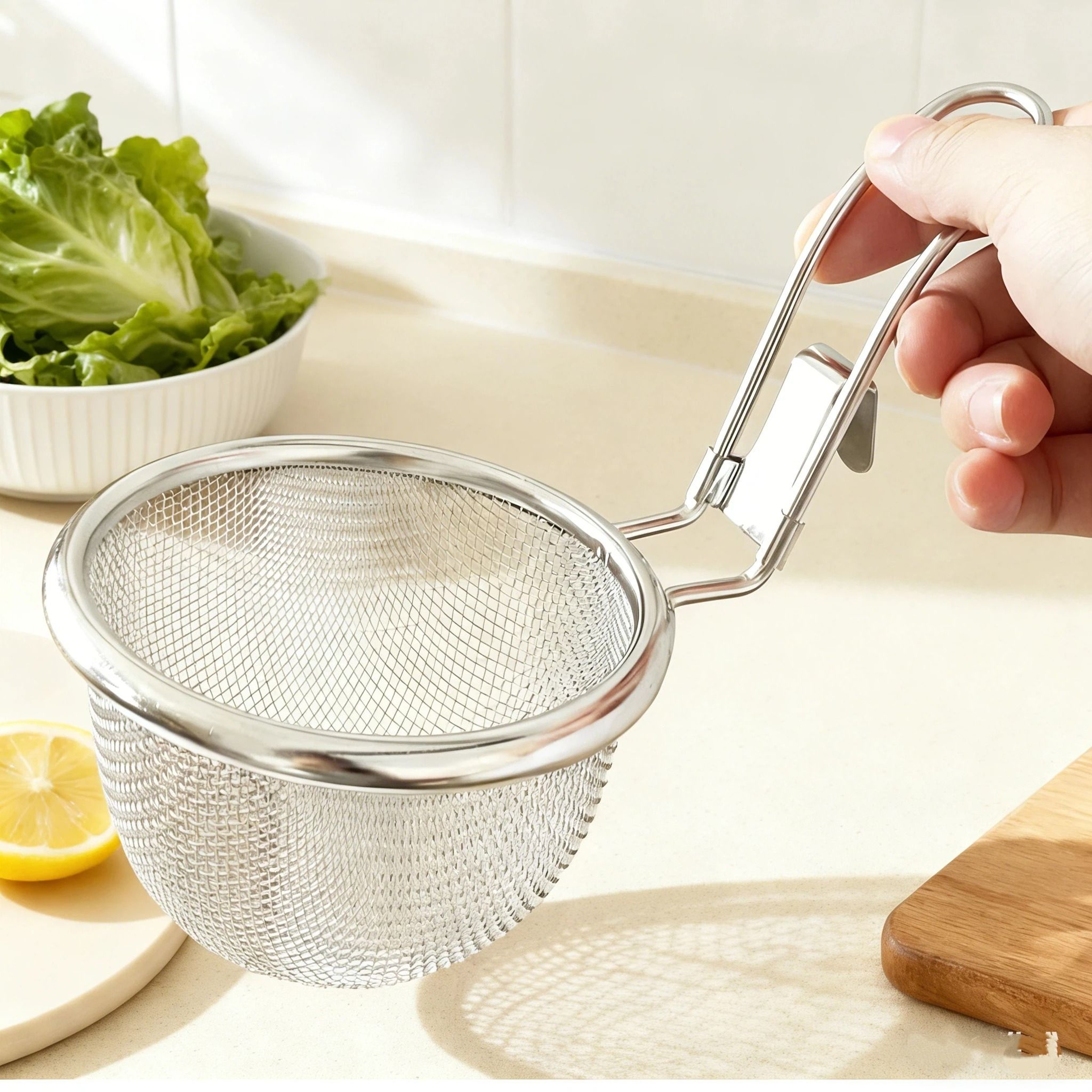 Stainless Steel Colander Fine Mesh Noodle Strainer For Hot Pot And Cooking 9