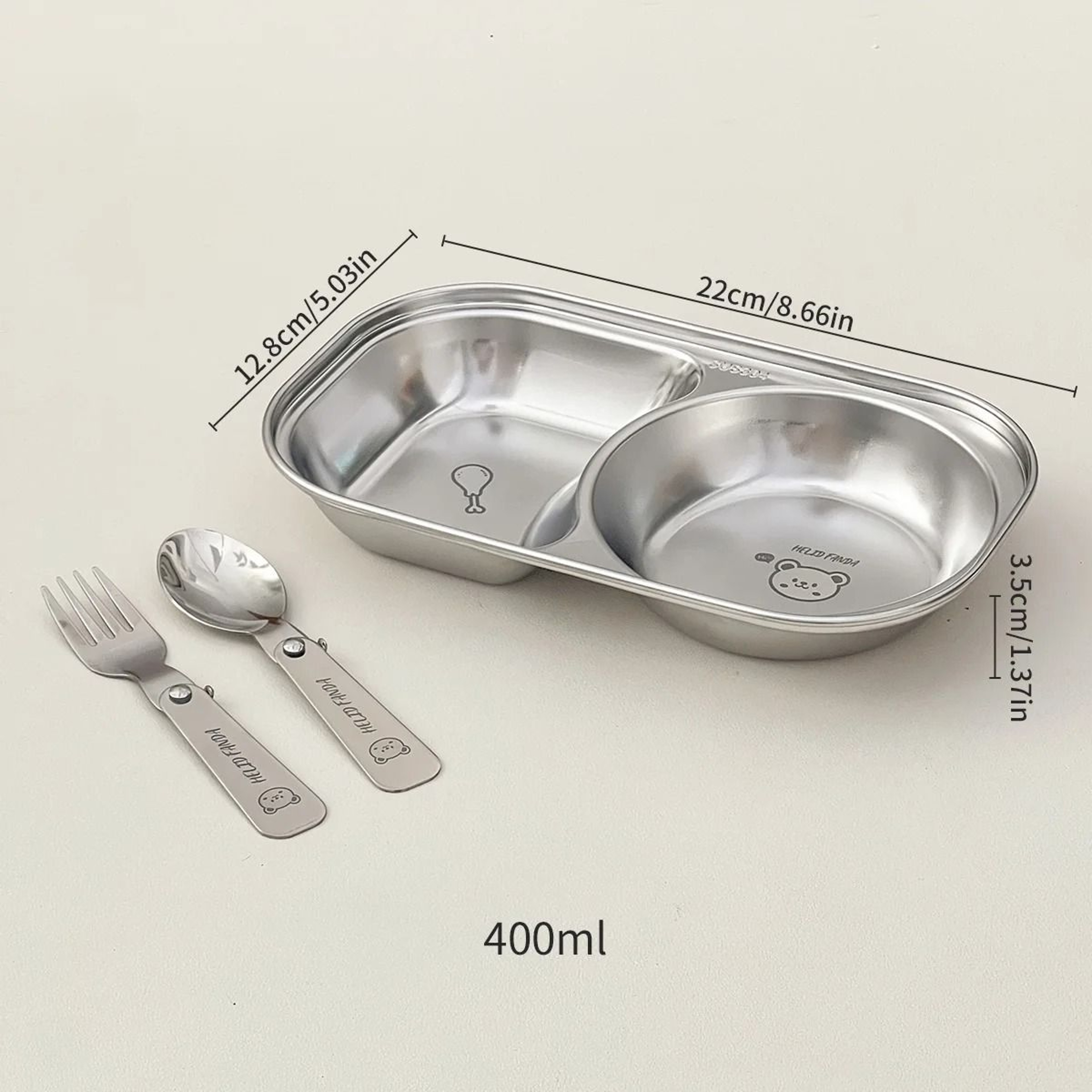 Stainless Steel Divided Salad Plate Stackable Kids Snack Dessert Plate 5