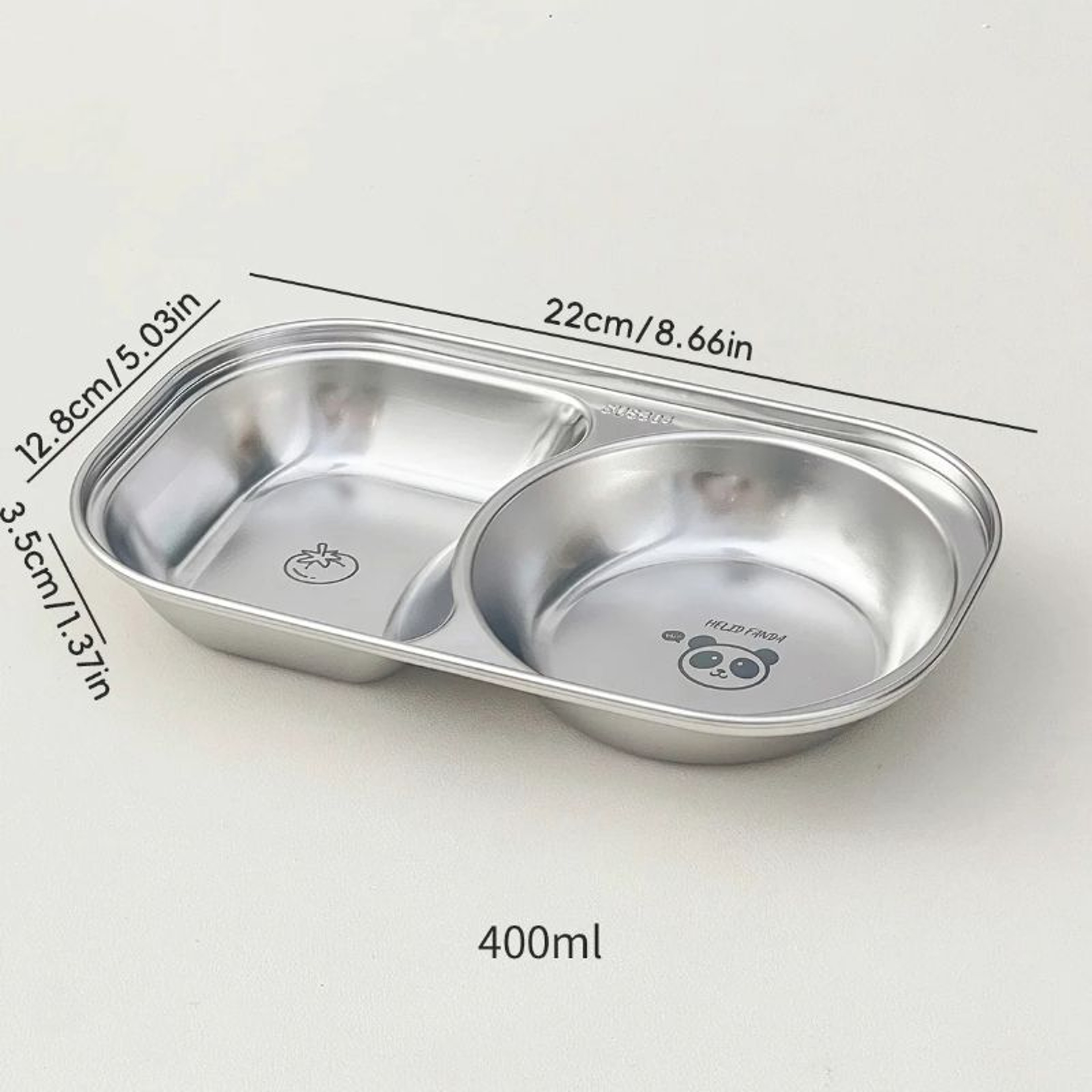 Stainless Steel Divided Salad Plate Stackable Kids Snack Dessert Plate 3