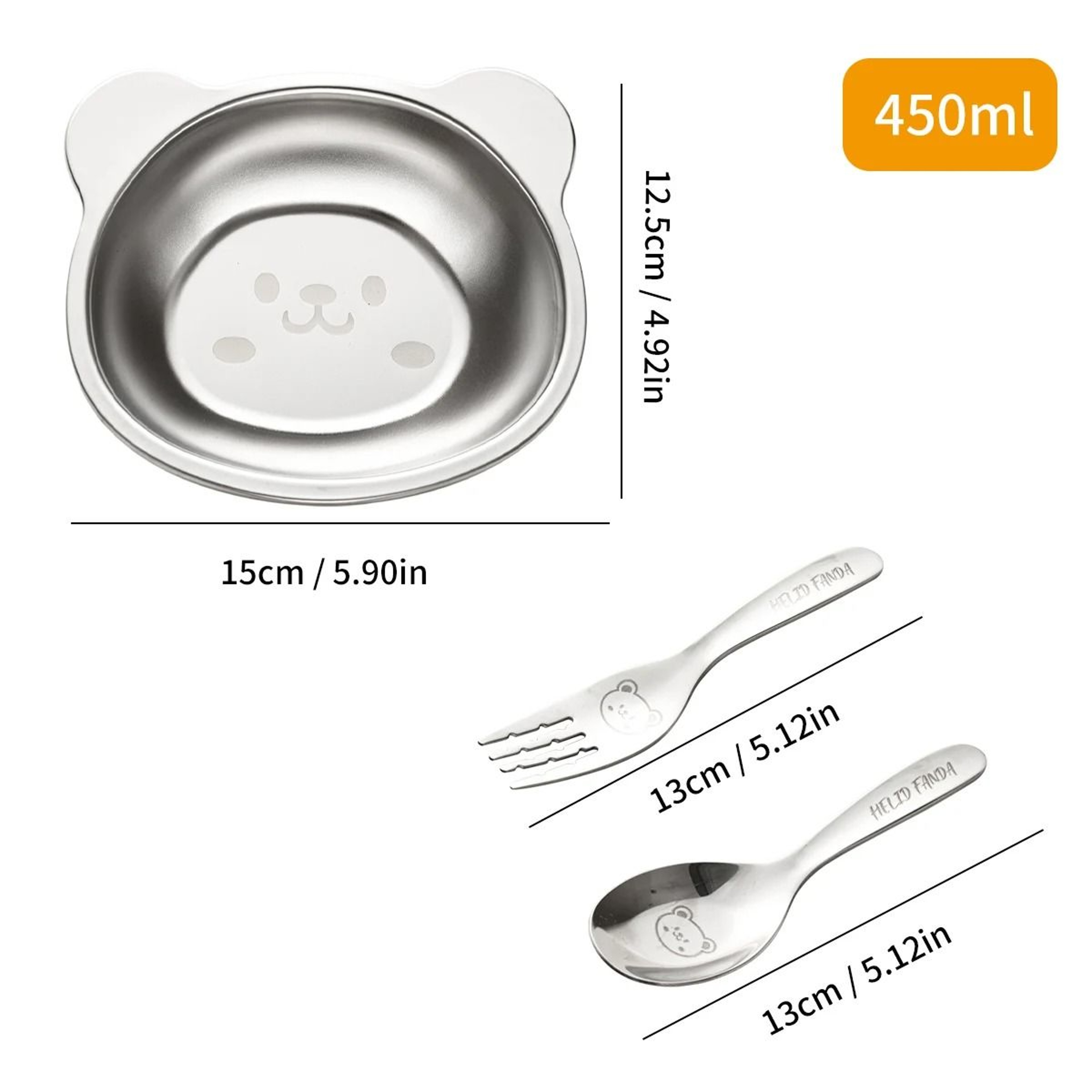 Stainless Steel Kids Bowl Cartoon Fruit Salad Dinner Bowl For Children 6