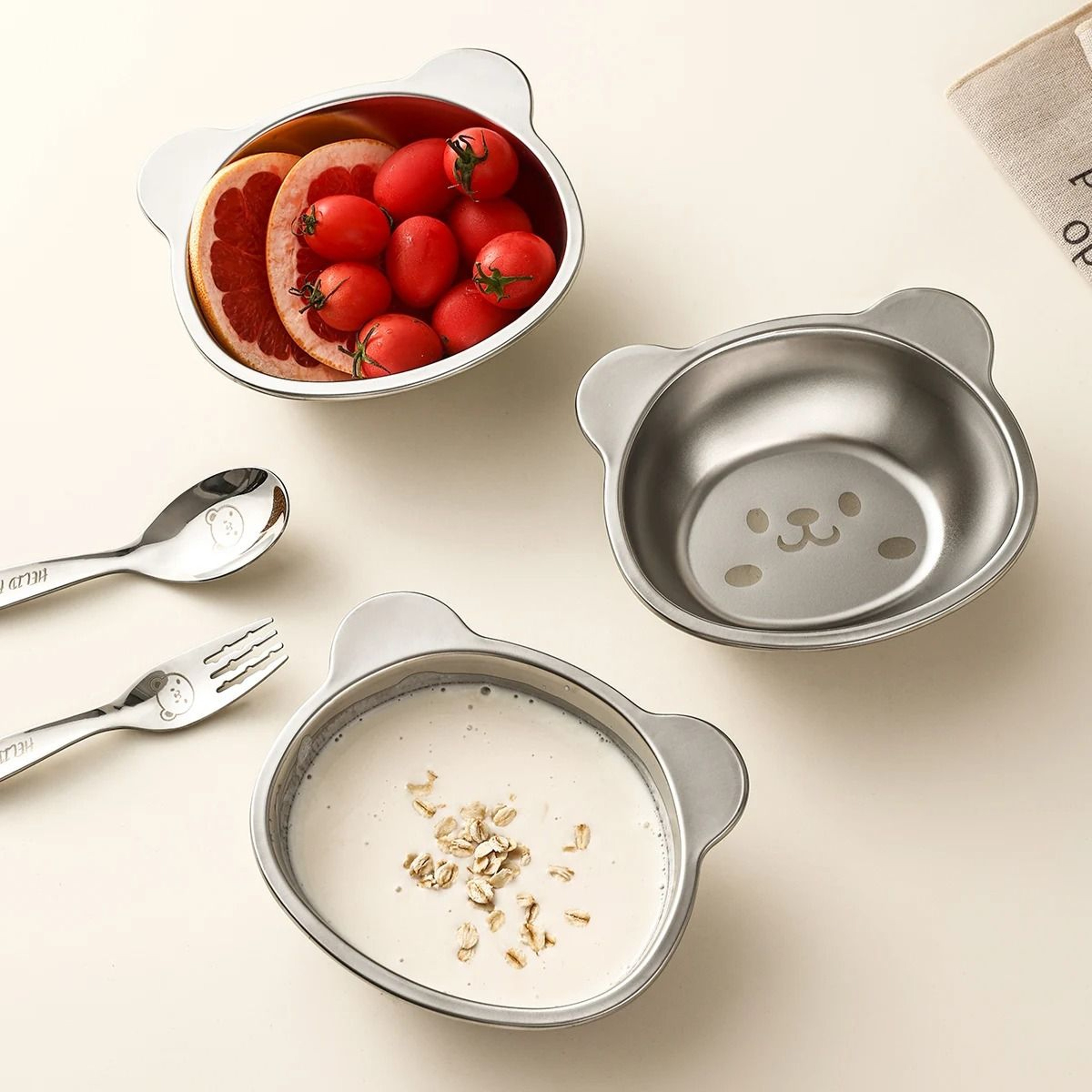 Stainless Steel Kids Bowl Cartoon Fruit Salad Dinner Bowl For Children 0