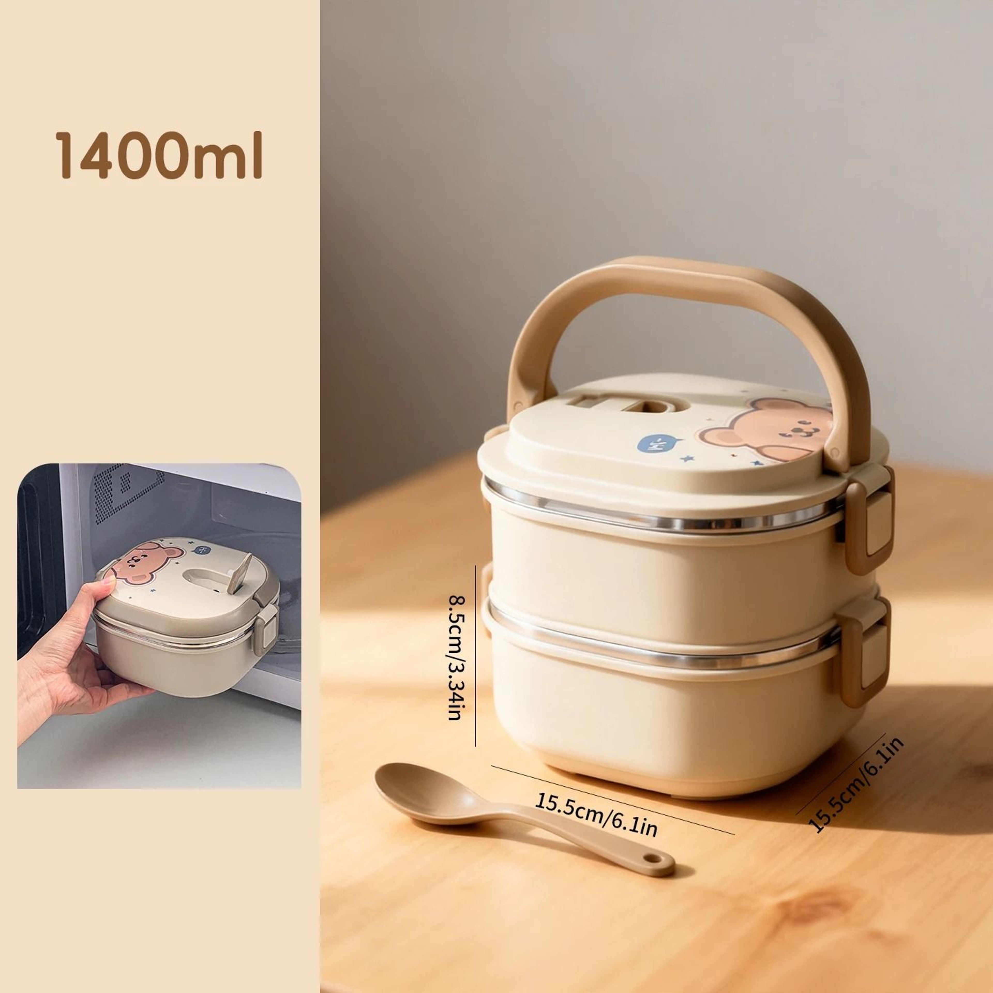 Stainless Steel Insulated Bento Lunch Box Microwave Safe Multi Layer Food Container 2
