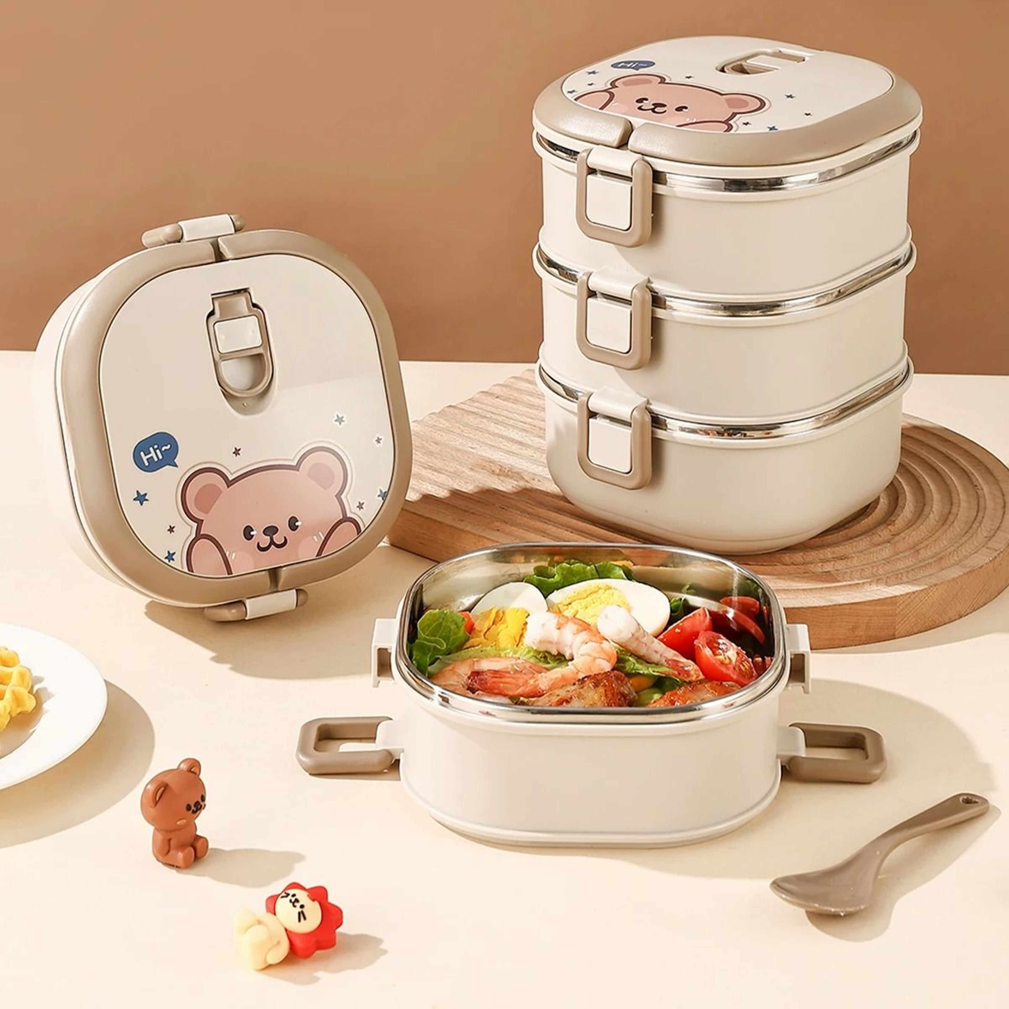 Stainless Steel Insulated Bento Lunch Box Microwave Safe Multi Layer Food Container 12