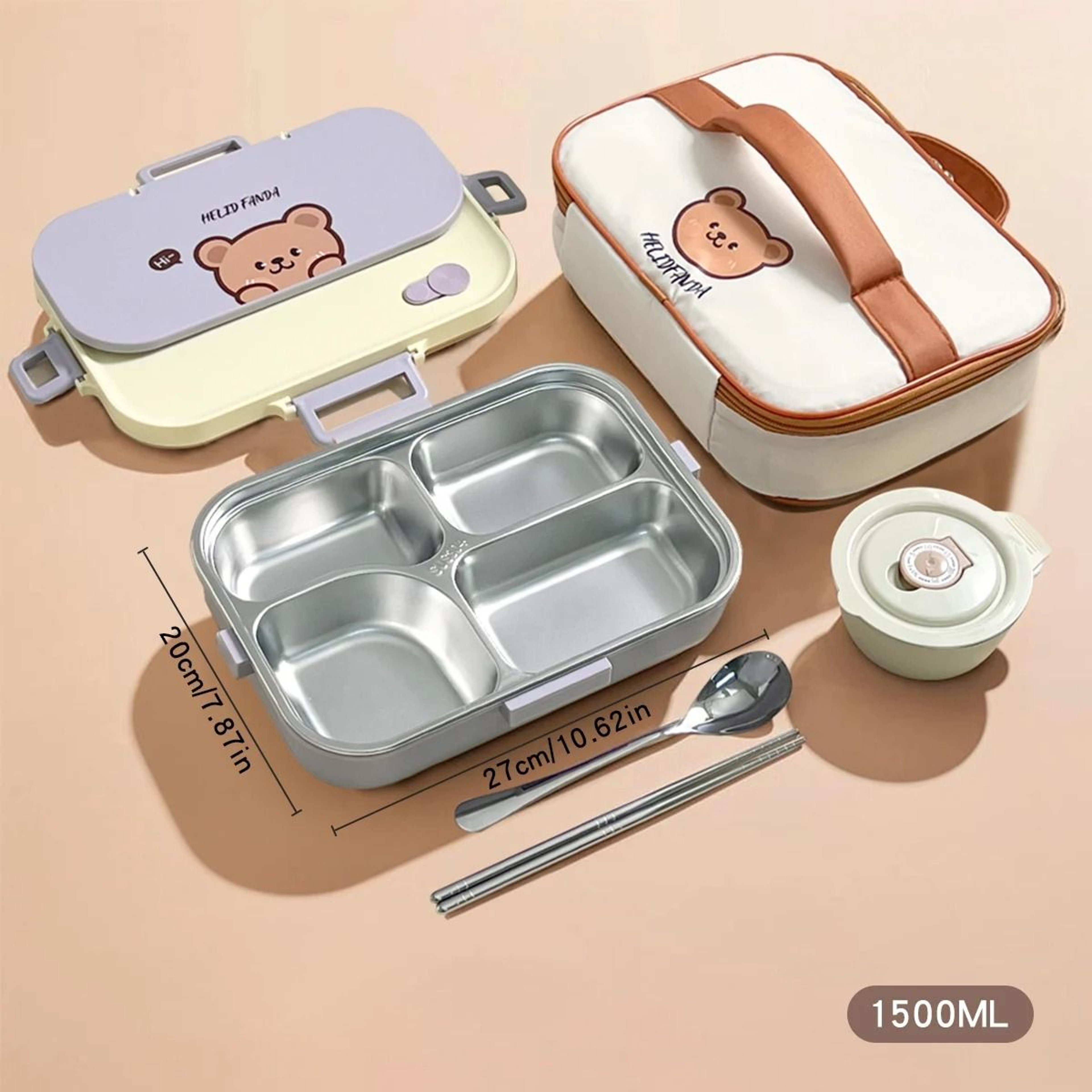 Stainless Steel Divided Lunch Container Large Capacity Bento Lunch Box Set 12