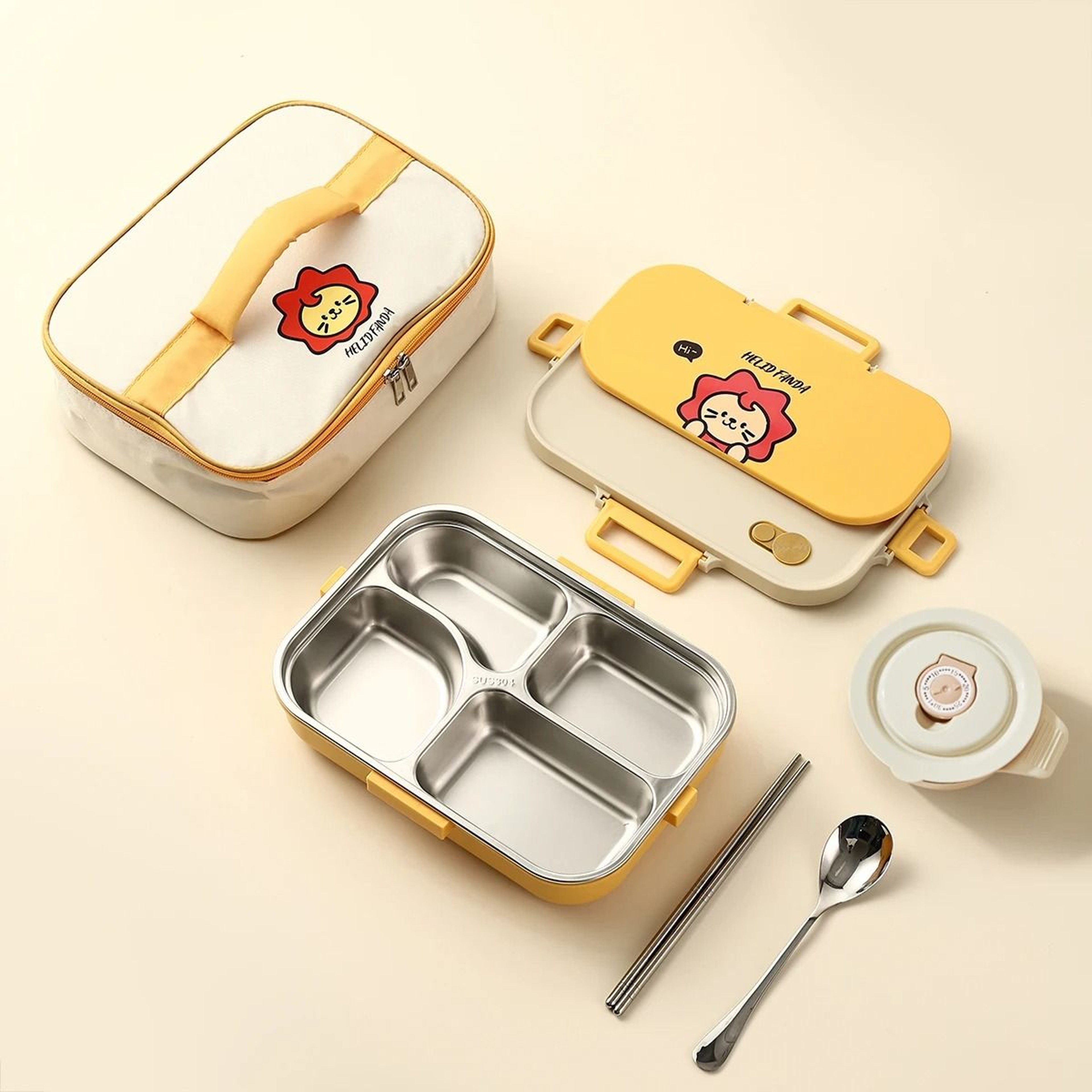 Stainless Steel Divided Lunch Container Large Capacity Bento Lunch Box Set 10