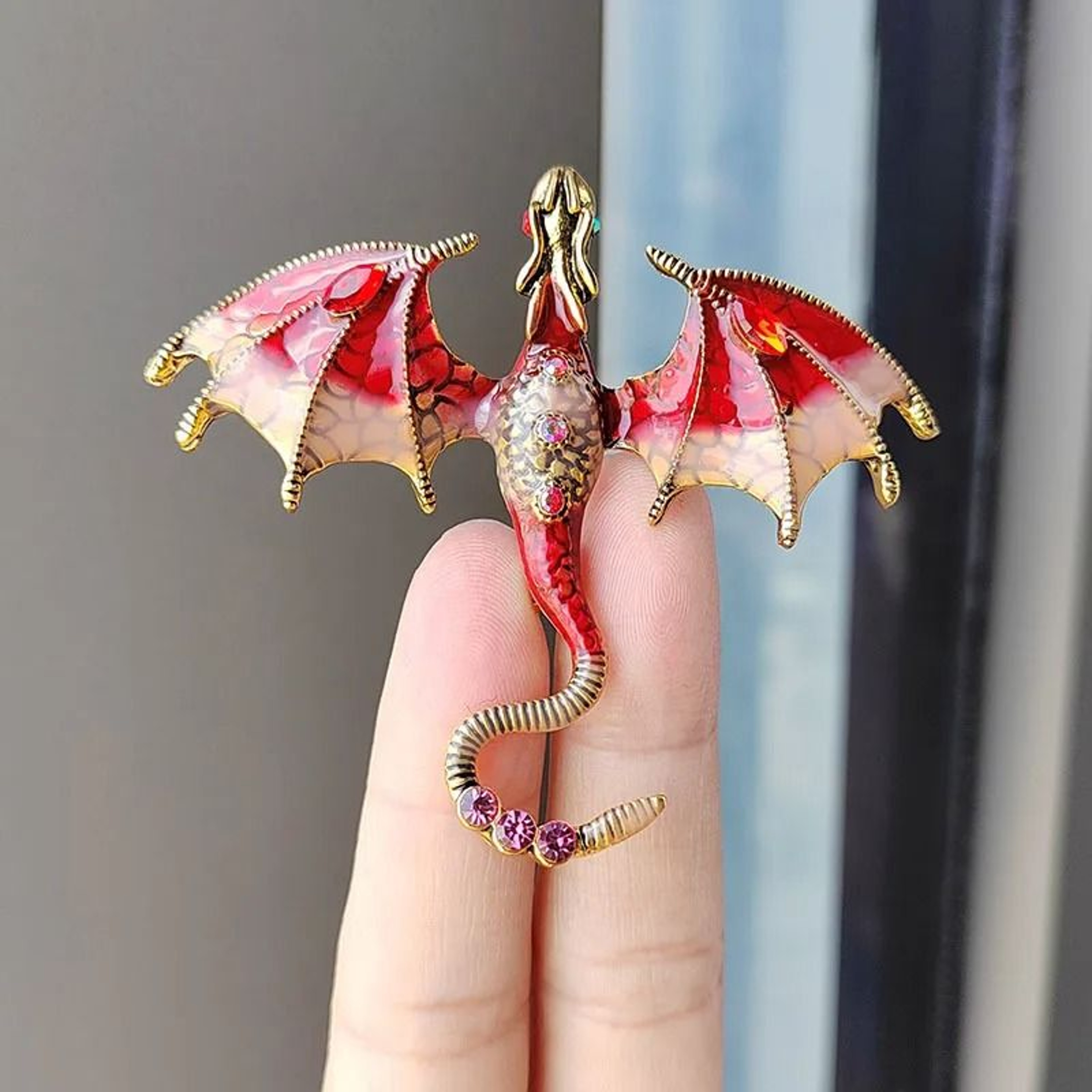 Enamel Dragon Brooch Rhinestone Animal Pin Statement Jewelry Accessory 5