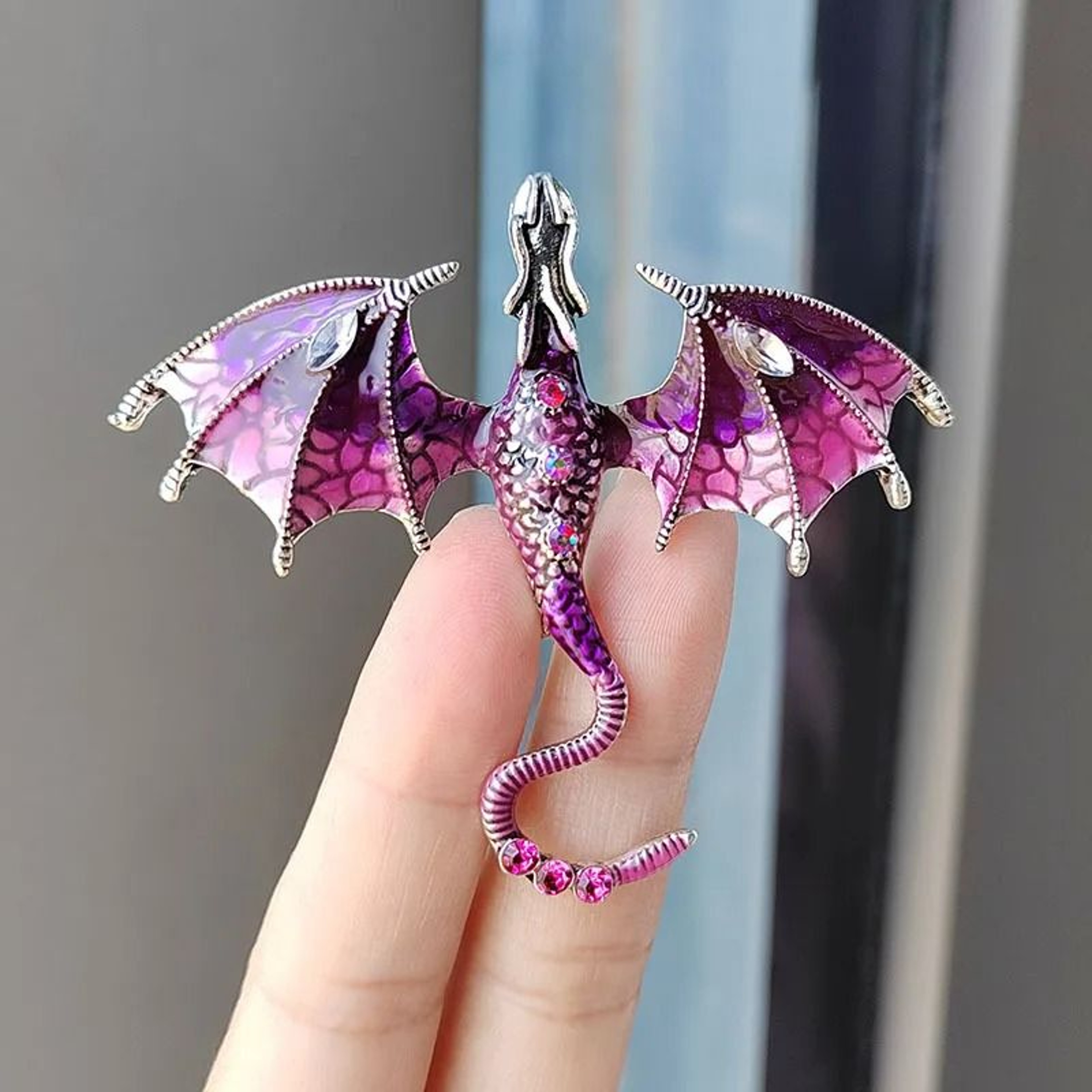 Enamel Dragon Brooch Rhinestone Animal Pin Statement Jewelry Accessory 3