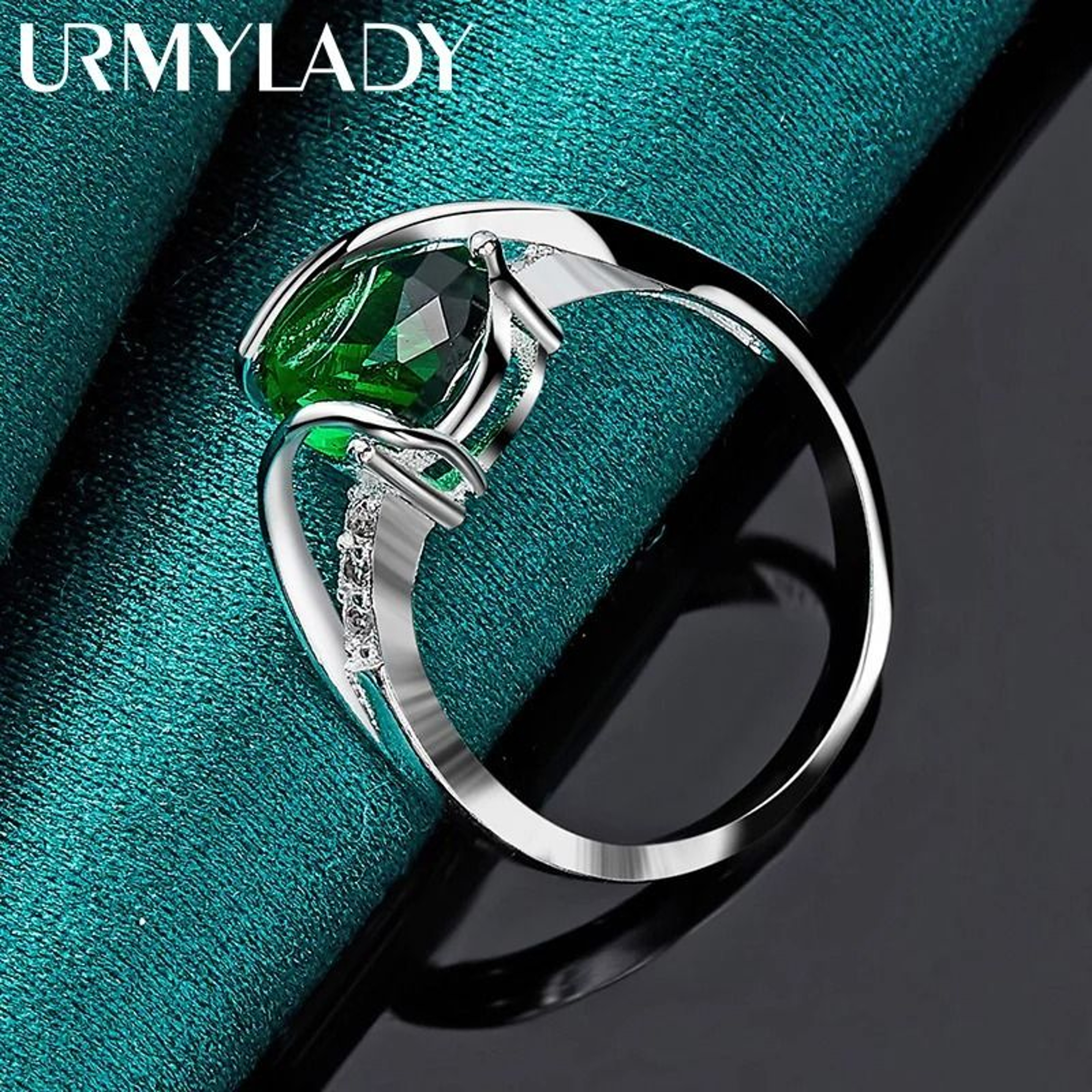 URMYLADY Sterling Silver Water Drop Turquoise Ring For Women 3