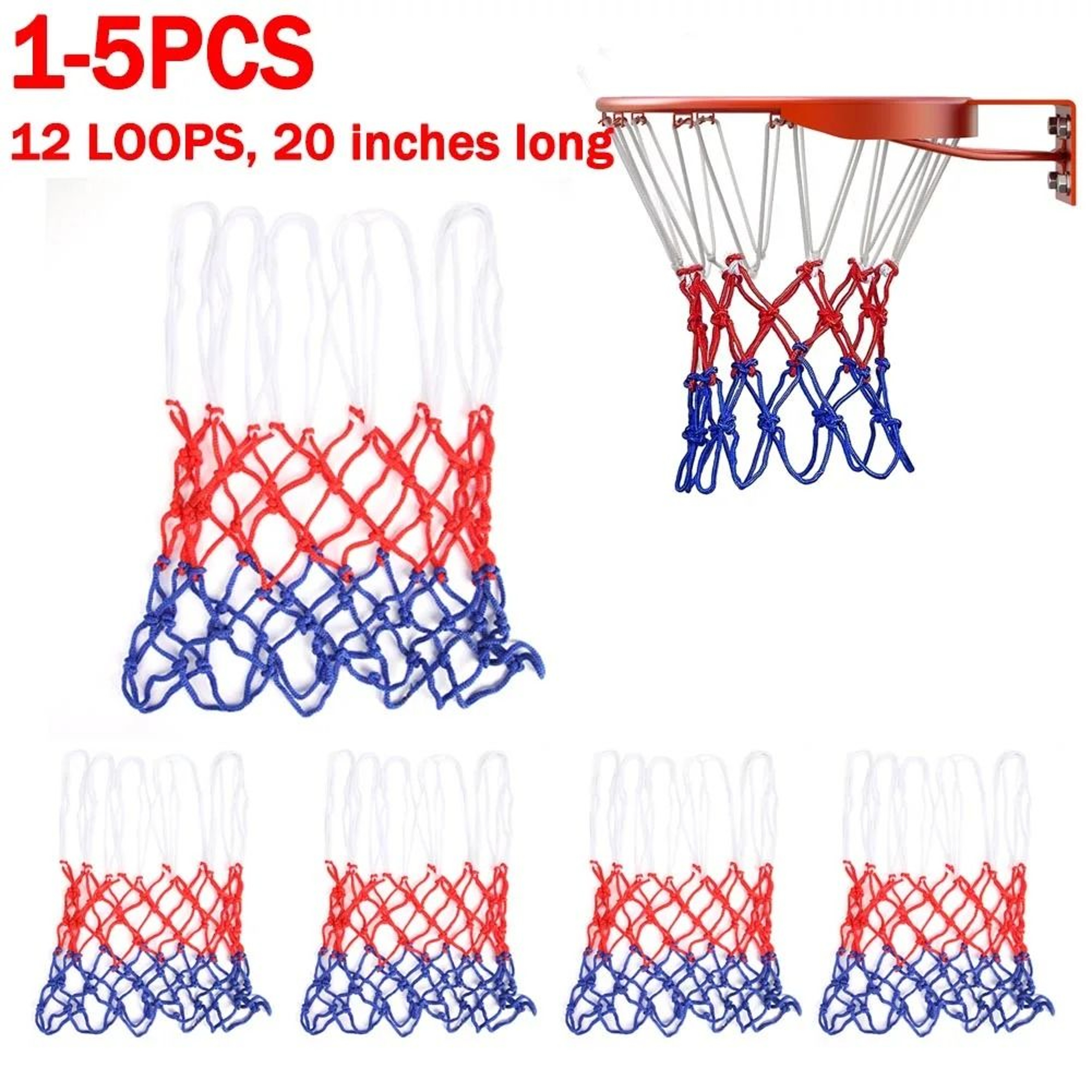 All Weather Basketball Hoop Net Tri Color Net For Kids And Mini Hoops 10
