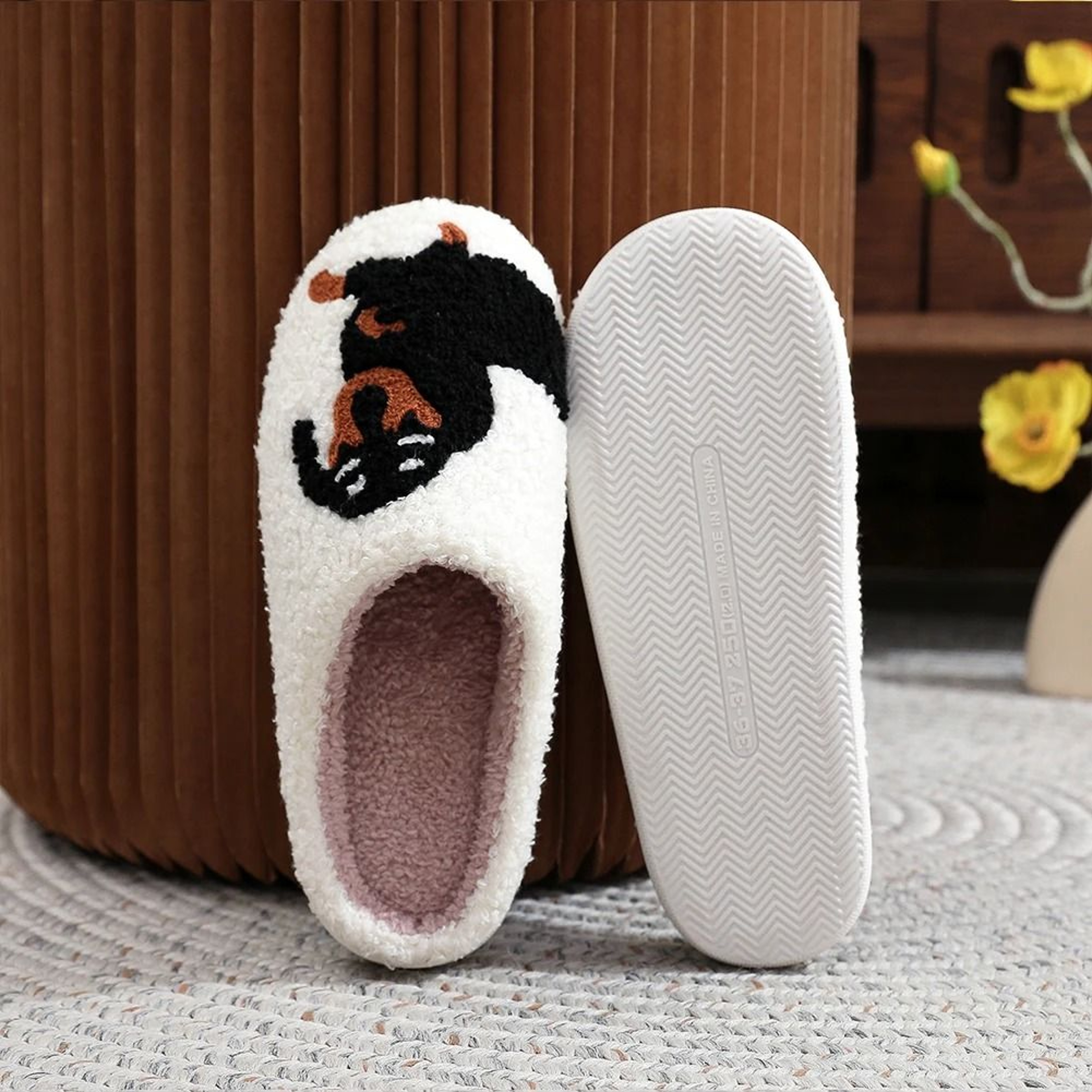 Fuzzy Dog Slippers Cute Warm Non Slip Indoor House Slippers 3
