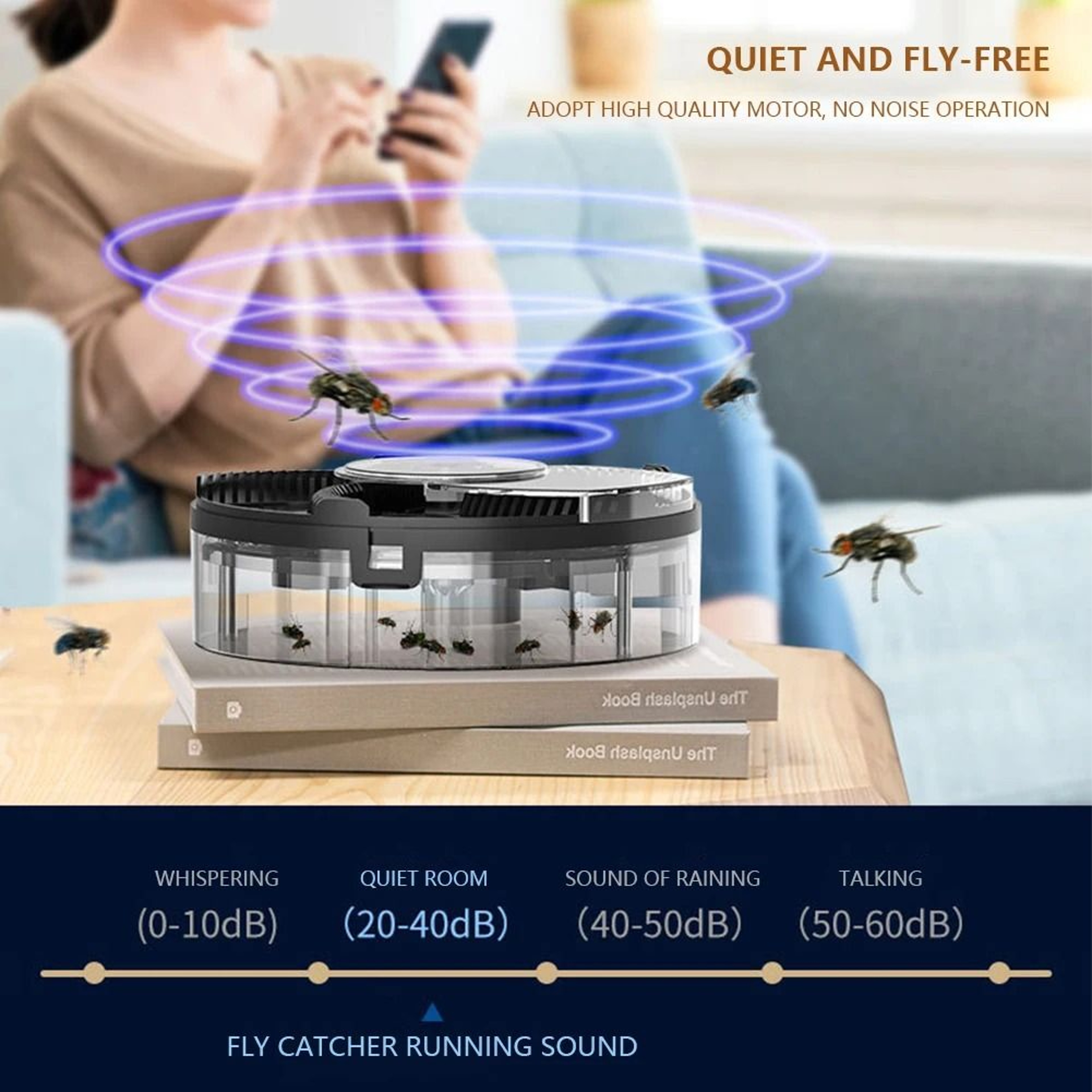 Automatic Fly Catcher USB Rechargeable Quiet Insect Trap For Indoor And Outdoor Use 10