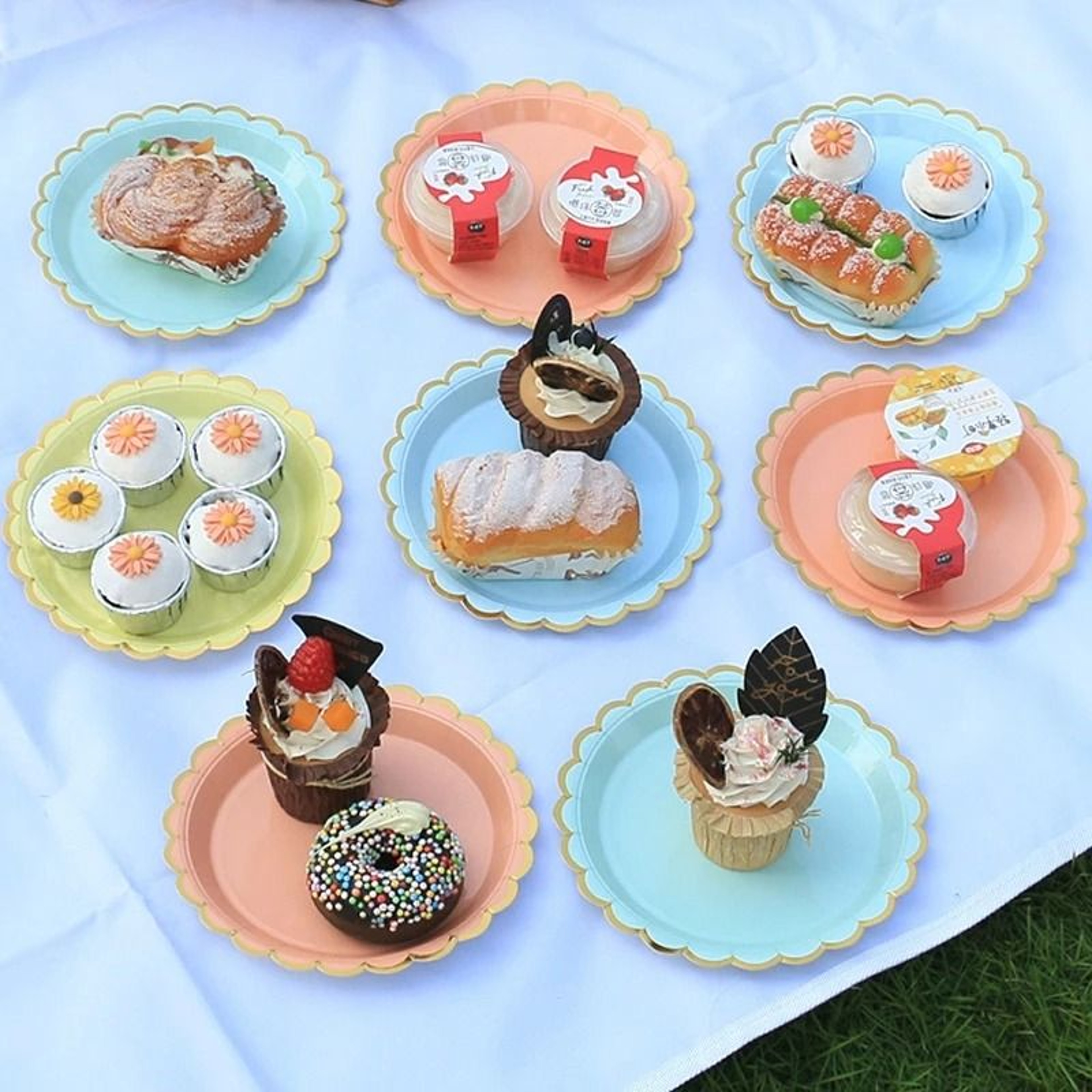 Solid Color Disposable Party Tableware Paper Plates And Cups Set 14