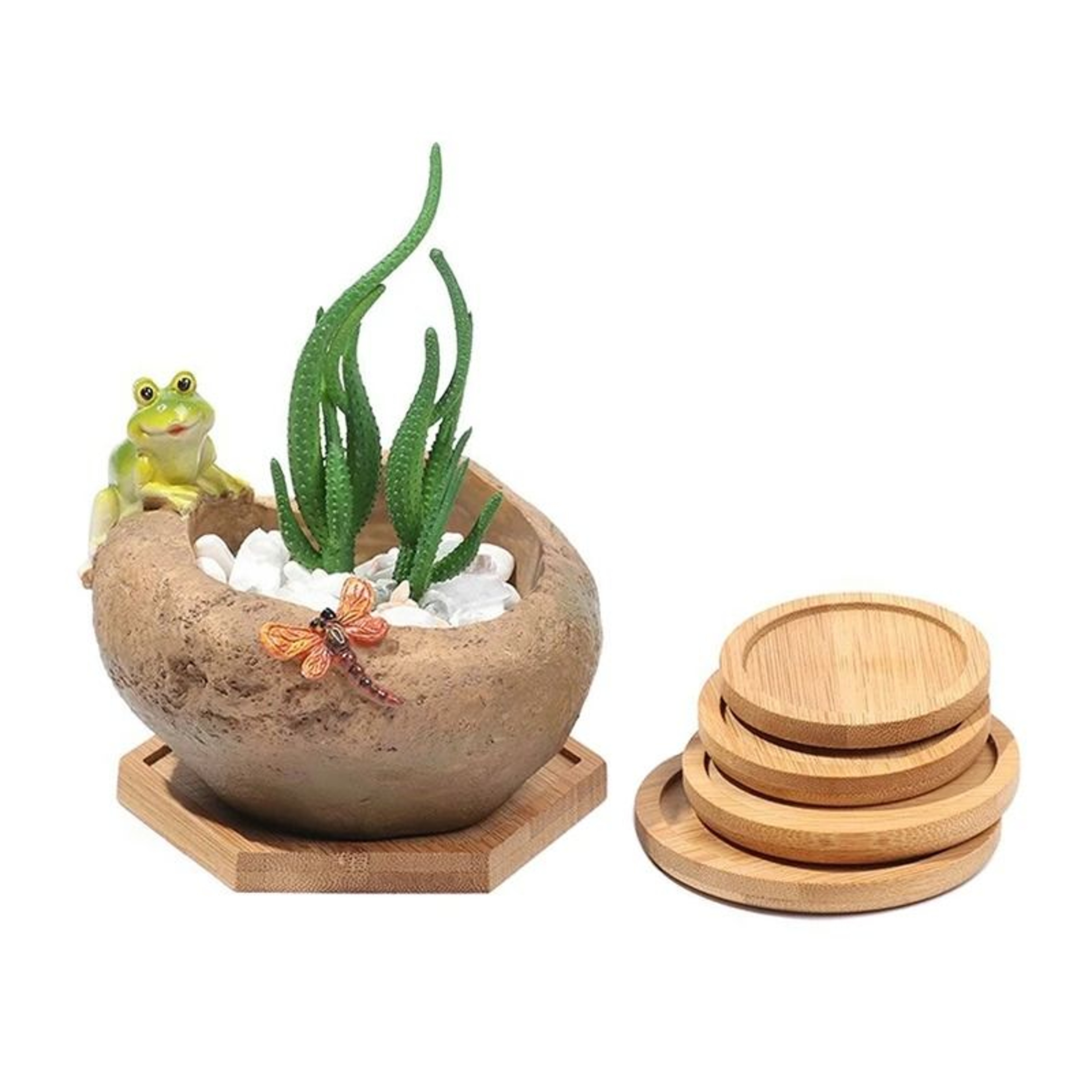 Mini Bamboo Tray Coaster Wood Saucer For Coffee Cups And Flower Pots 18