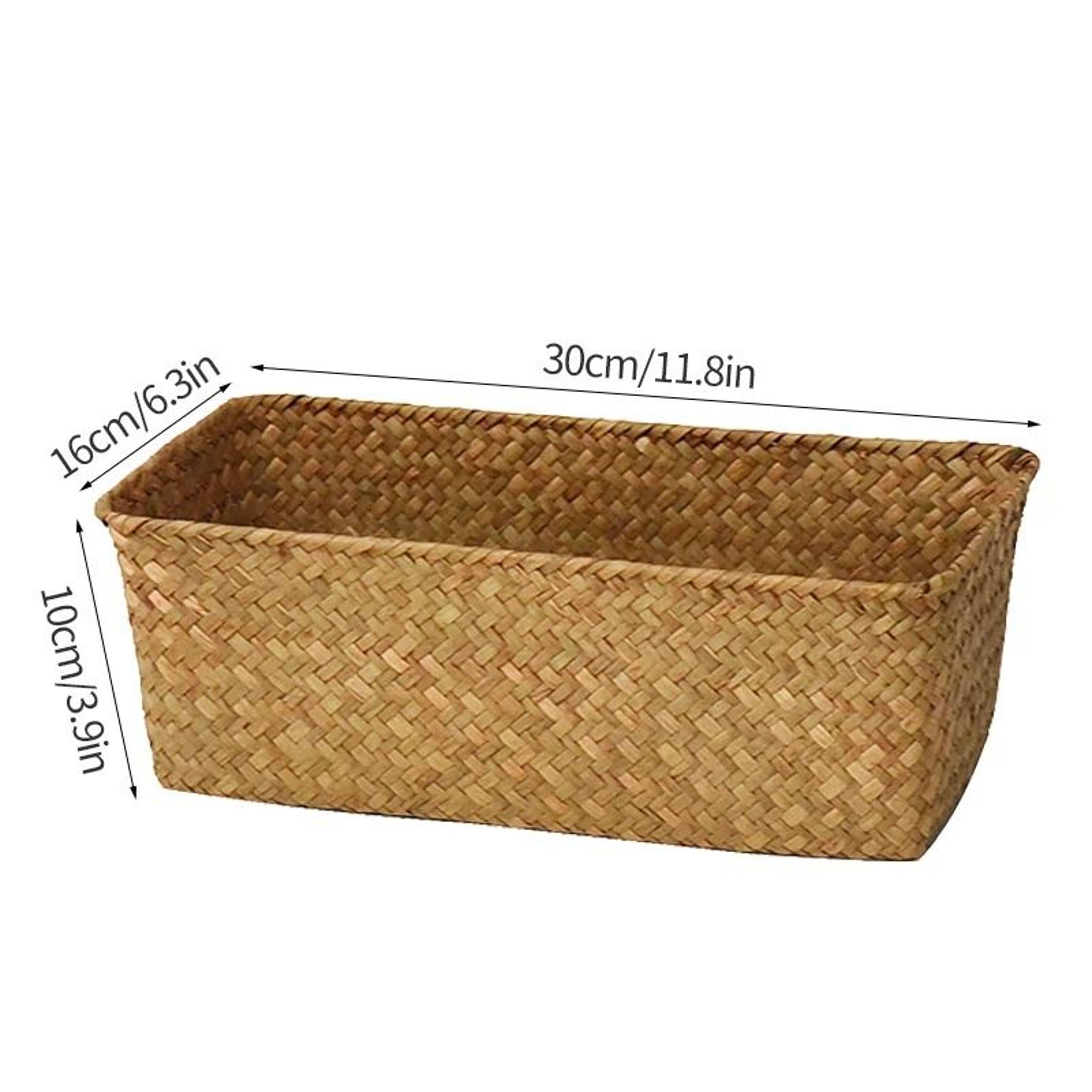 Woven Seagrass Rectangular Storage Basket For Home Organization 3