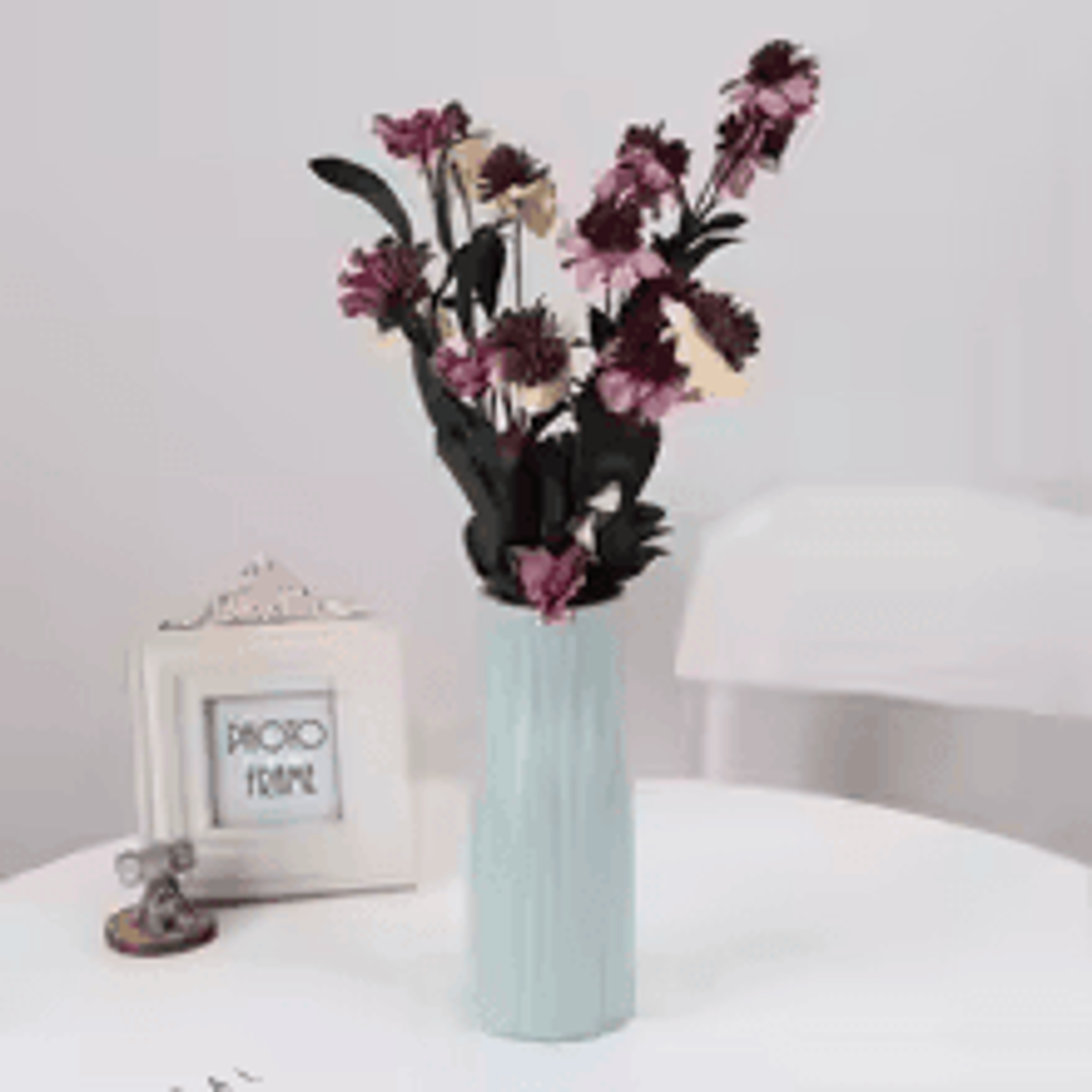 Nordic Style White Plastic Flower Vase With Imitation Ceramic Finish 6