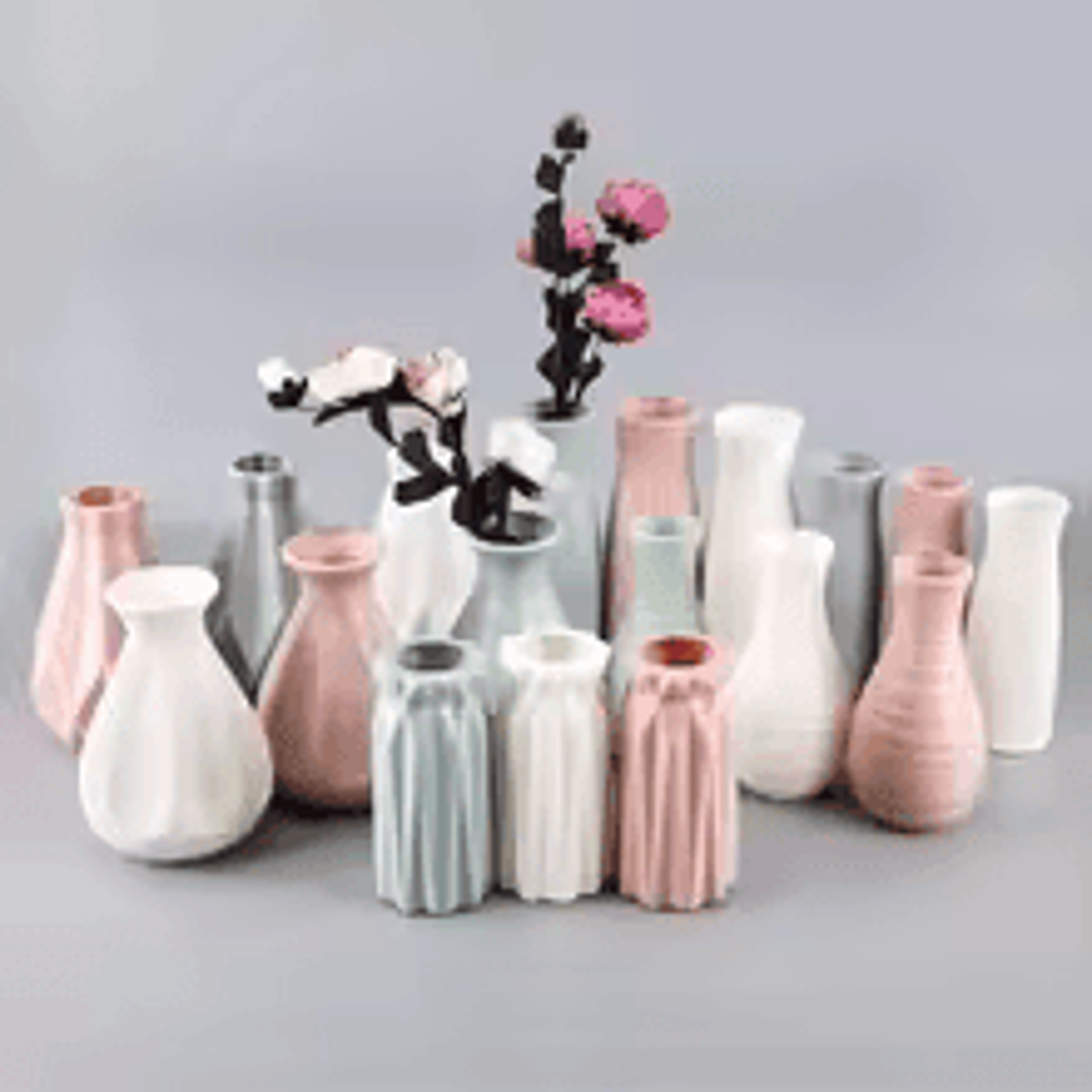 Nordic Style White Plastic Flower Vase With Imitation Ceramic Finish 0