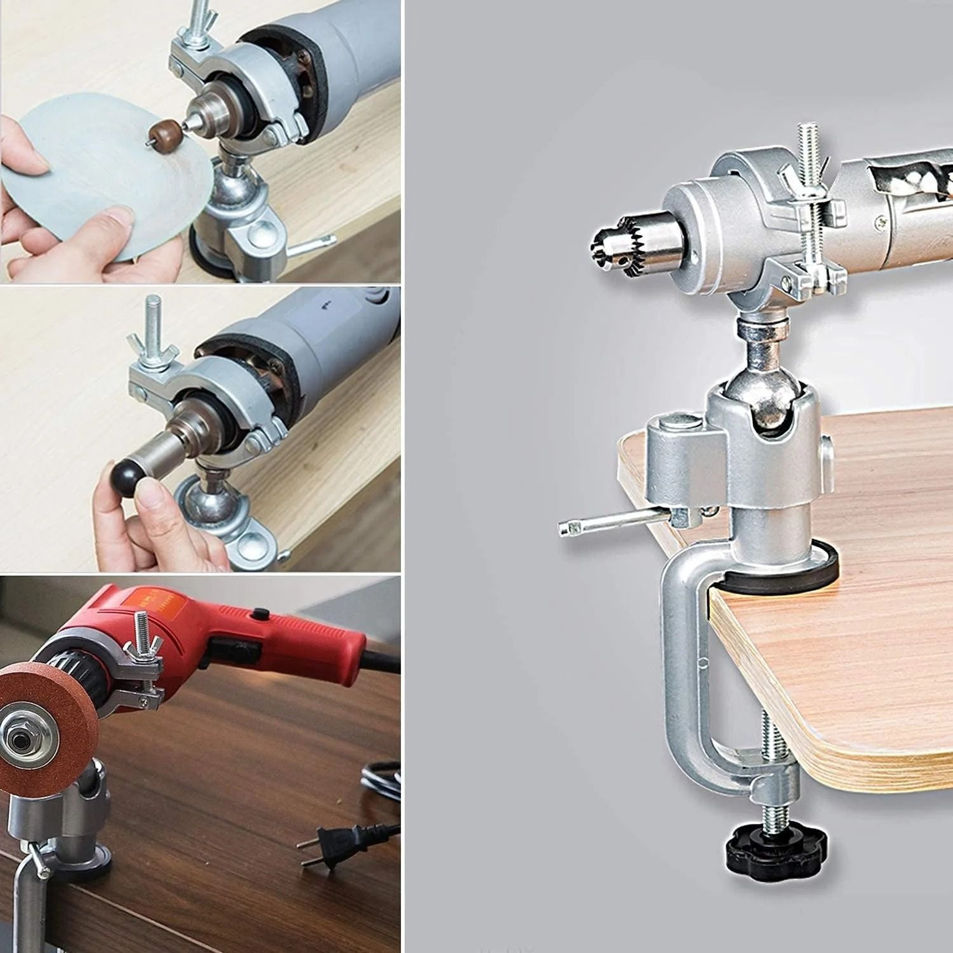 360 Degree Swivel Table Vise Drill Stand Holder Aluminum Alloy Tool Bracket 5